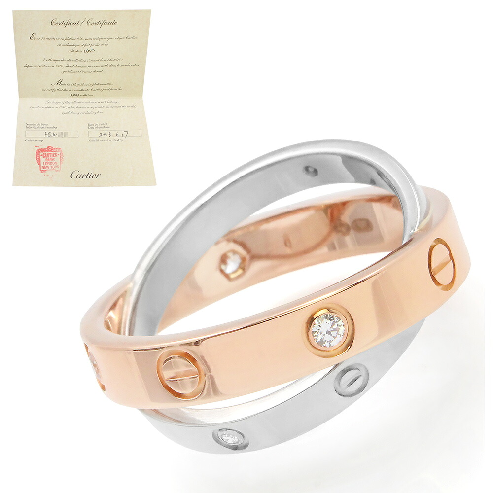 【新品同様品】Cartier カルティエ B4094300 ビーラブ ハーフ K18PG K18WG 750 6Pダイヤモンド ピンクゴールド ホワイトゴールド リング 指輪 49 #9号|ブランドシティ BrandCity