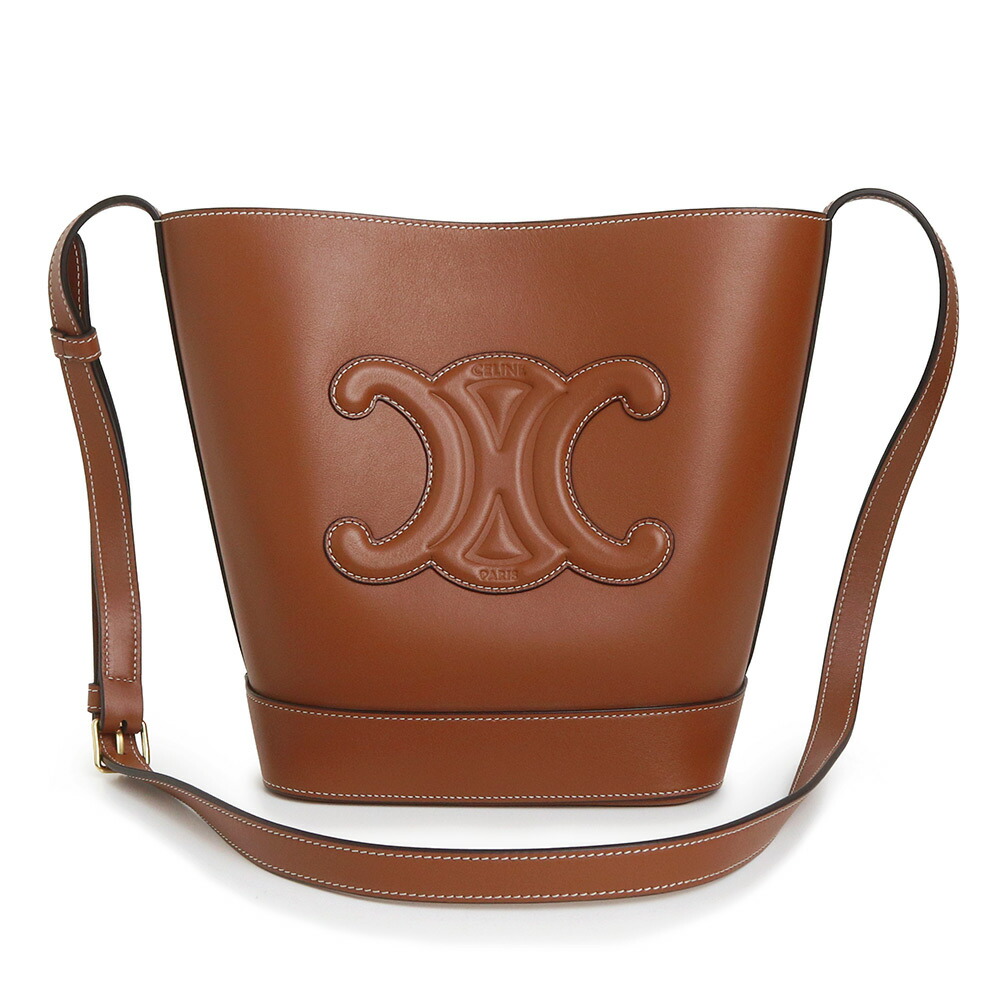 【未使用　展示品】CELINE セリーヌ 198243DU3 キュイル トリオンフ スモール バケット スムースカーフレザー タン ブラウン ショルダーバッグ 斜め掛け ゴールド金具｜ブランドシティ　BrandCity