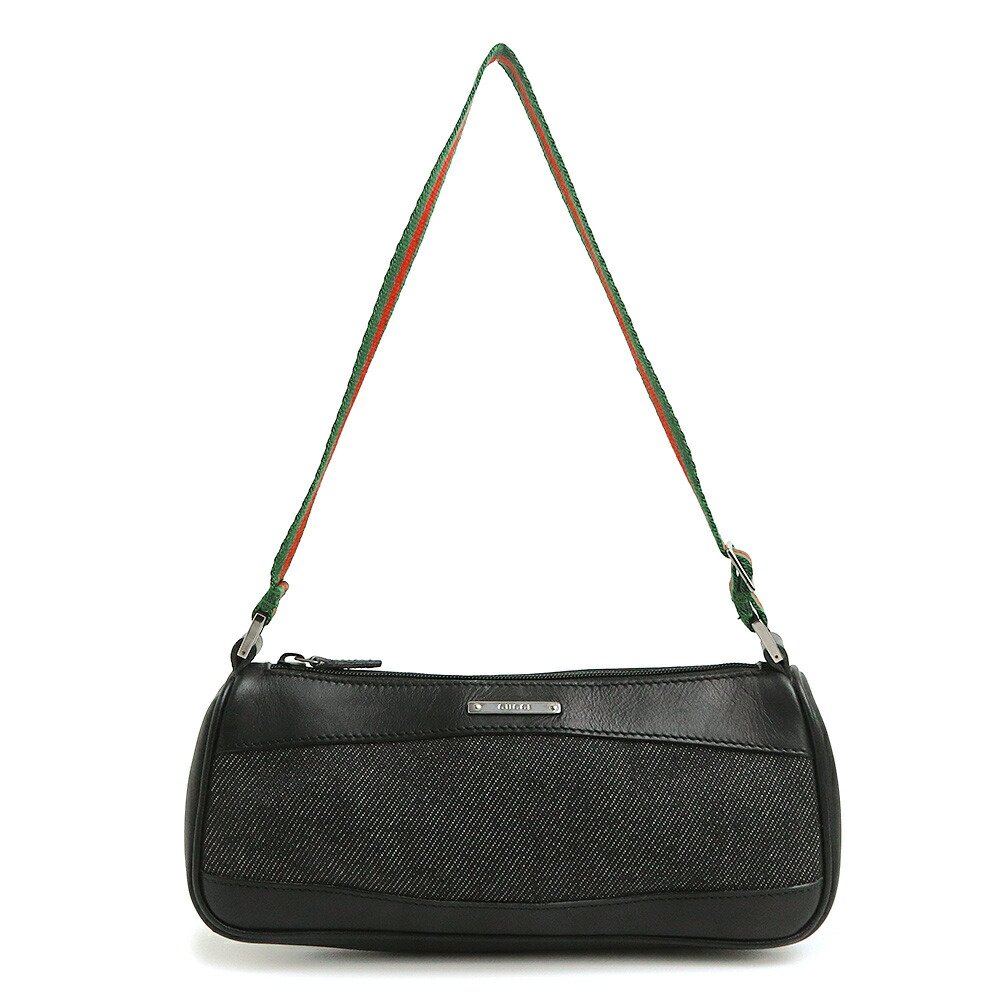 【中古】GUCCI グッチ 92820 シェリー酒伝達ルート なめし革 帆布 黒いこと ハンドバック 付属物合切袋 しろがね色金具