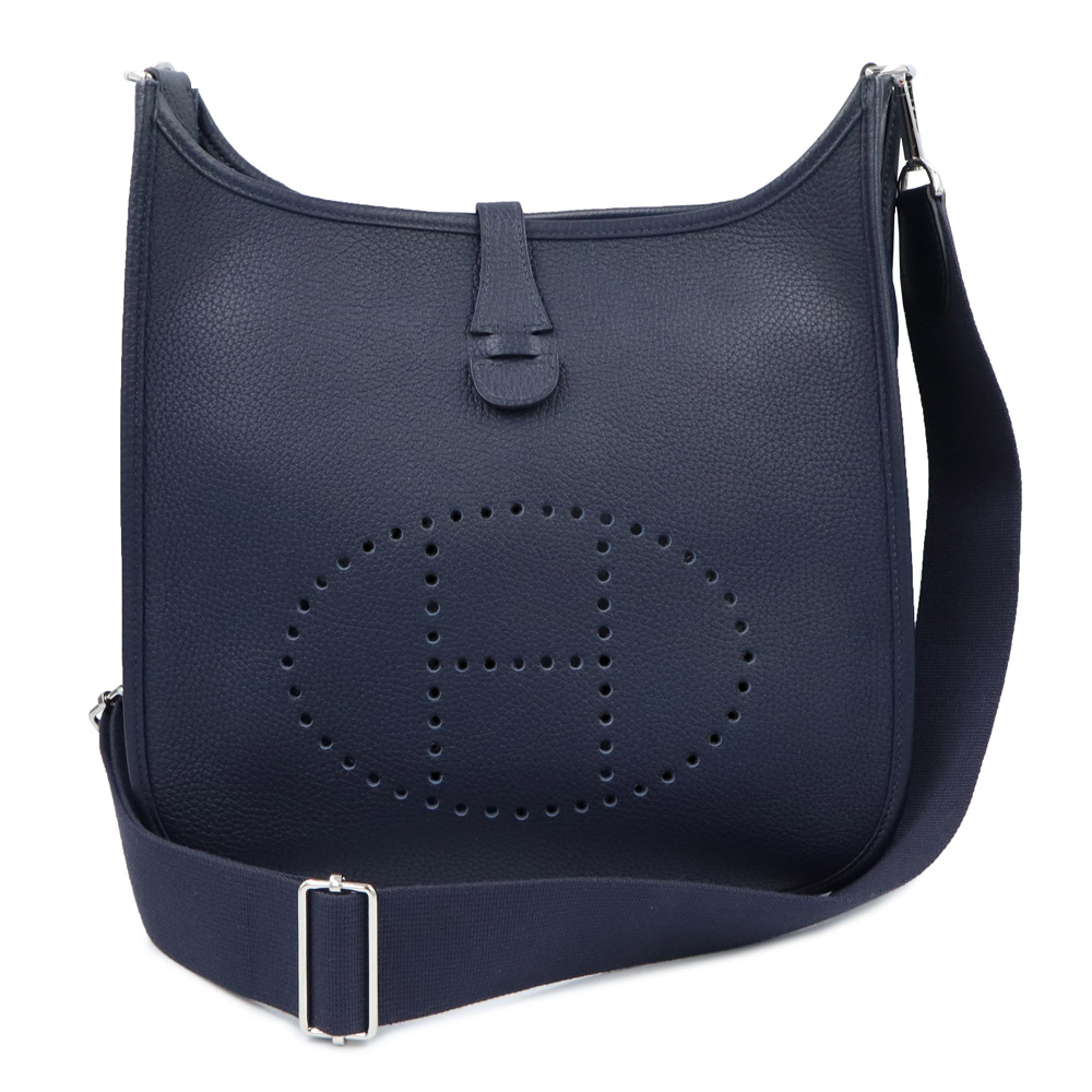 【未当てはめる 見せびらかす品】HERMES エルメス エブリン エヴリン 3 トロワ PM 29 トリヨンクレマンス ブルーニュイ 米国海軍 Y目じるし ショルダーバッグ 曲がった掛け なめし革 しろがね色金具 箱付
