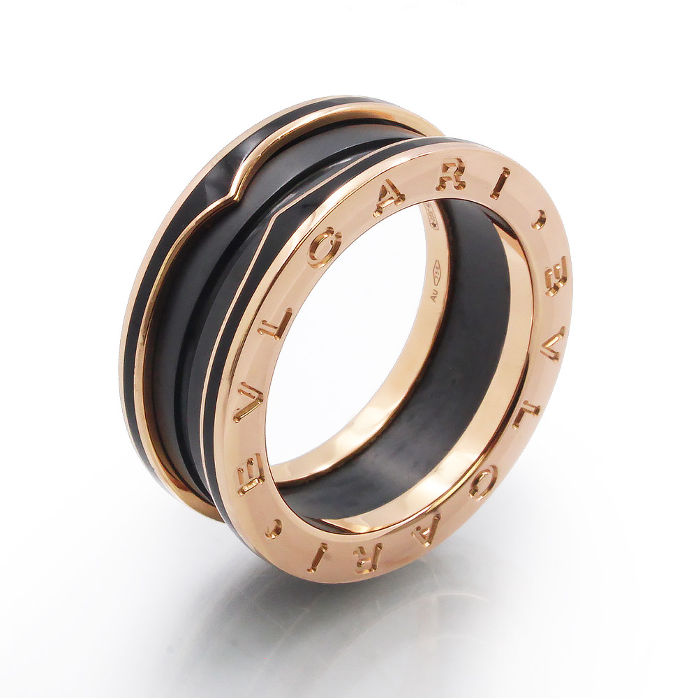 【美品】BVLGARI ブル小峡谷 B zero 1 ビー 無し一 2ダンス楽隊 K18PG 750 陶芸 黒いこと さくら色ゴールド 輪っか 指環 #54 14号 箱付