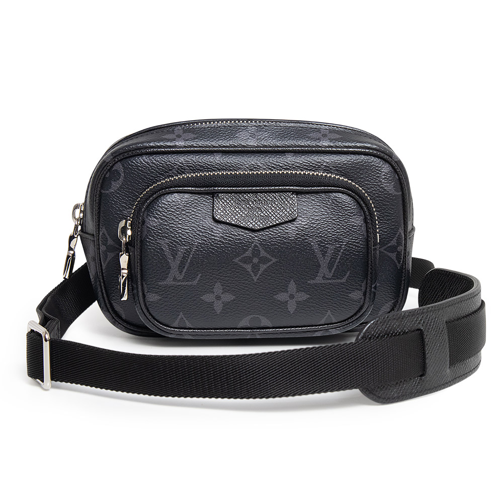 【未当てはめる 見せびらかす品】LOUIS VUITTON ルイ ヴィトン M30755 アウトドア ポシェット タイガラマ モノグラムエクリプス タイ王国ガ 黒いこと ショルダーバッグ 曲がった掛け なめし革 しろがね色金具