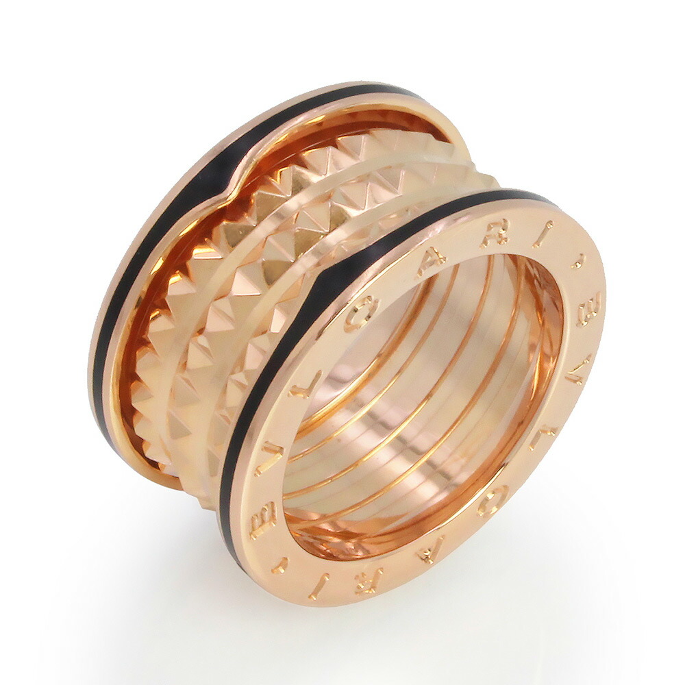 【美品】BVLGARI ブルガリ AN859089 B zero 1 ビーゼロ ワン ロック 4バンド K18PG 750 セラミック ピンクゴールド ブラック リング 指輪 #55 15号 箱付｜ブランドシティ　BrandCity