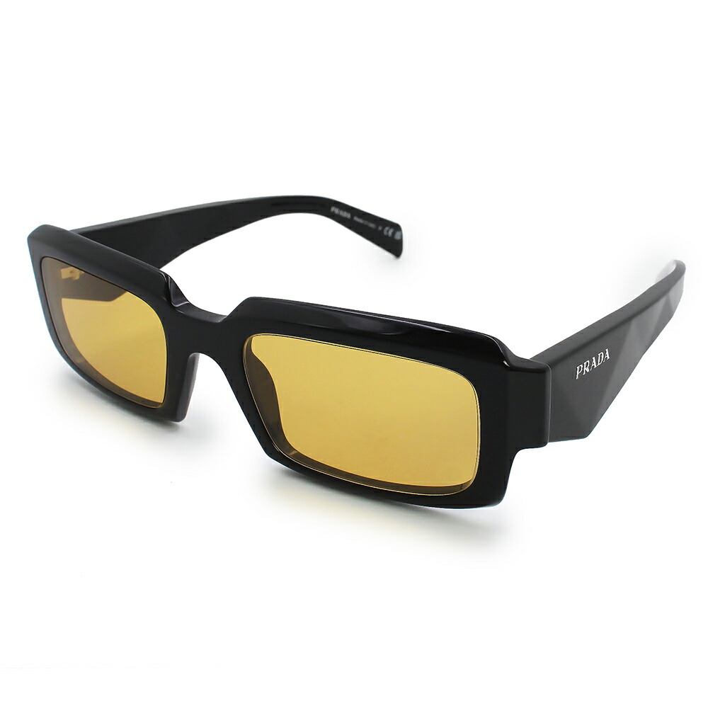【美品】PRADA プラダ PR27ZS 象徴 Symbole リサイクルバイオアセテート 黒いこと 黄色 ハニーレンズ 黒眼鏡 アイウェア メガネ 眼鏡