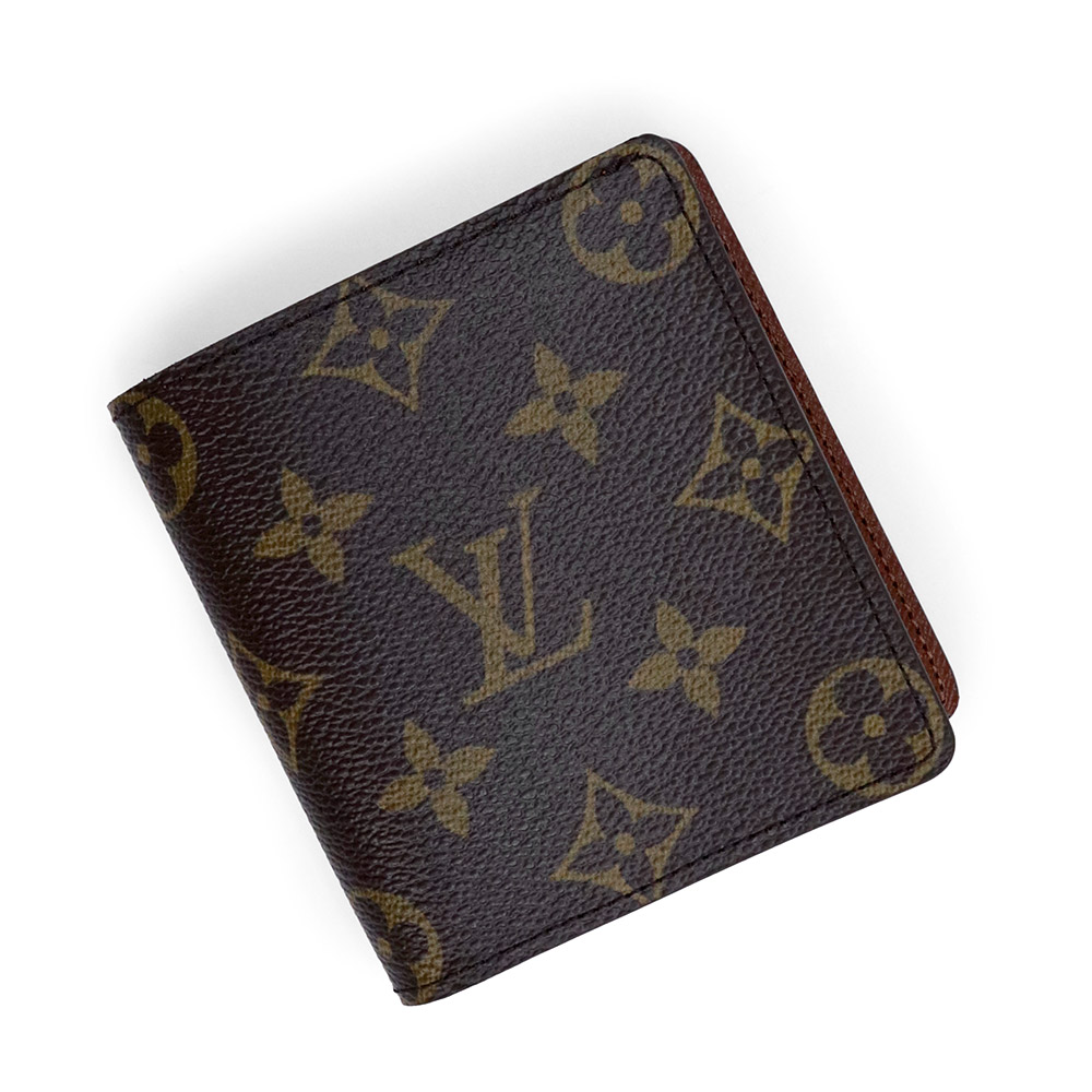 【未当てはめる 見せびらかす品】LOUIS VUITTON ルイ ヴィトン M60905 オポルト ビエ ブーム 青味 モノグラム 赤銅色 二つ折り紙入れ 紙入れ 歌留多 通行手形入れもの