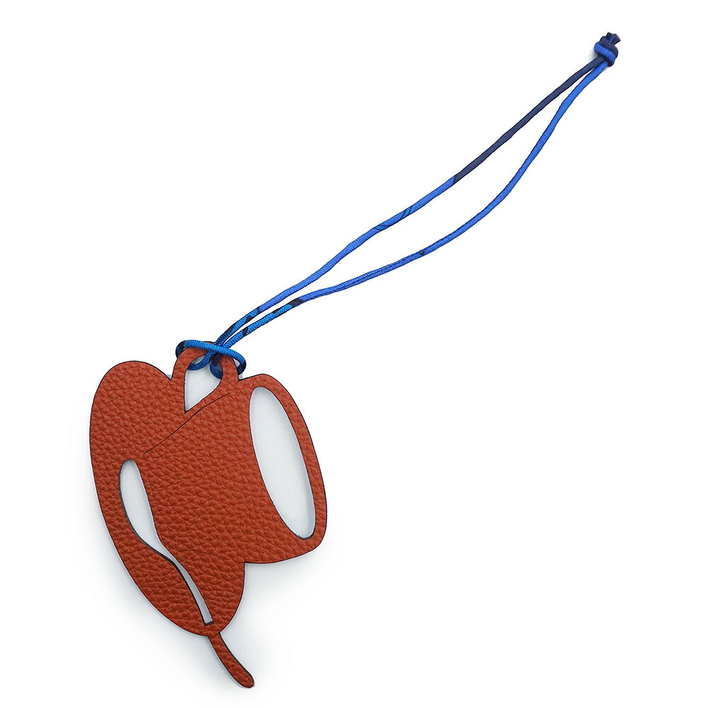 【新品・未使用品】HERMES エルメス petit h プティアッシュ コーヒーカップ ヴォーエプソン トゴ シルク ブラウン ブルー バッグチャーム レザー 箱付｜ブランドシティ　BrandCity