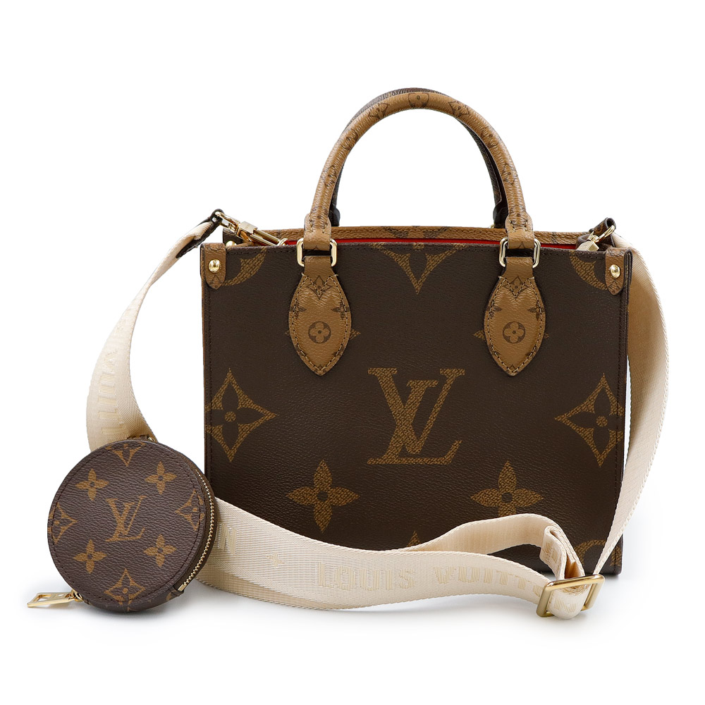 【未使用　展示品】LOUIS VUITTON ルイ ヴィトン M46373 オンザゴー PM モノグラムリバース モノグラム ブラウン ベージュ 2WAY ショルダー ハンドバッグ 斜め掛け ゴールド金具｜ブランドシティ　BrandCity