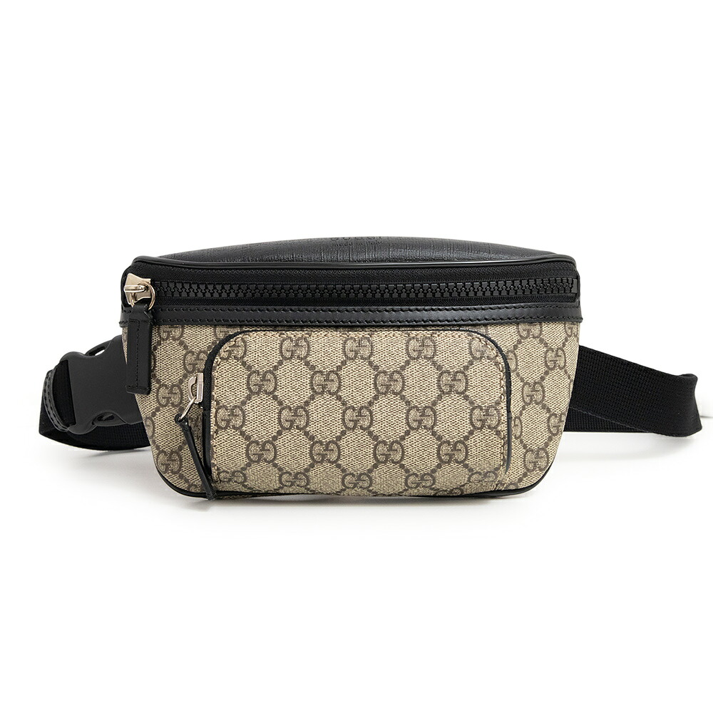 【未使用　展示品】GUCCI グッチ 450946 スモール ベルトバッグ GGスプリームキャンバス レザー ブラック ベージュ ウエストポーチ ショルダー ボディバッグ 斜め掛け シルバー金具｜ブランドシティ　BrandCity