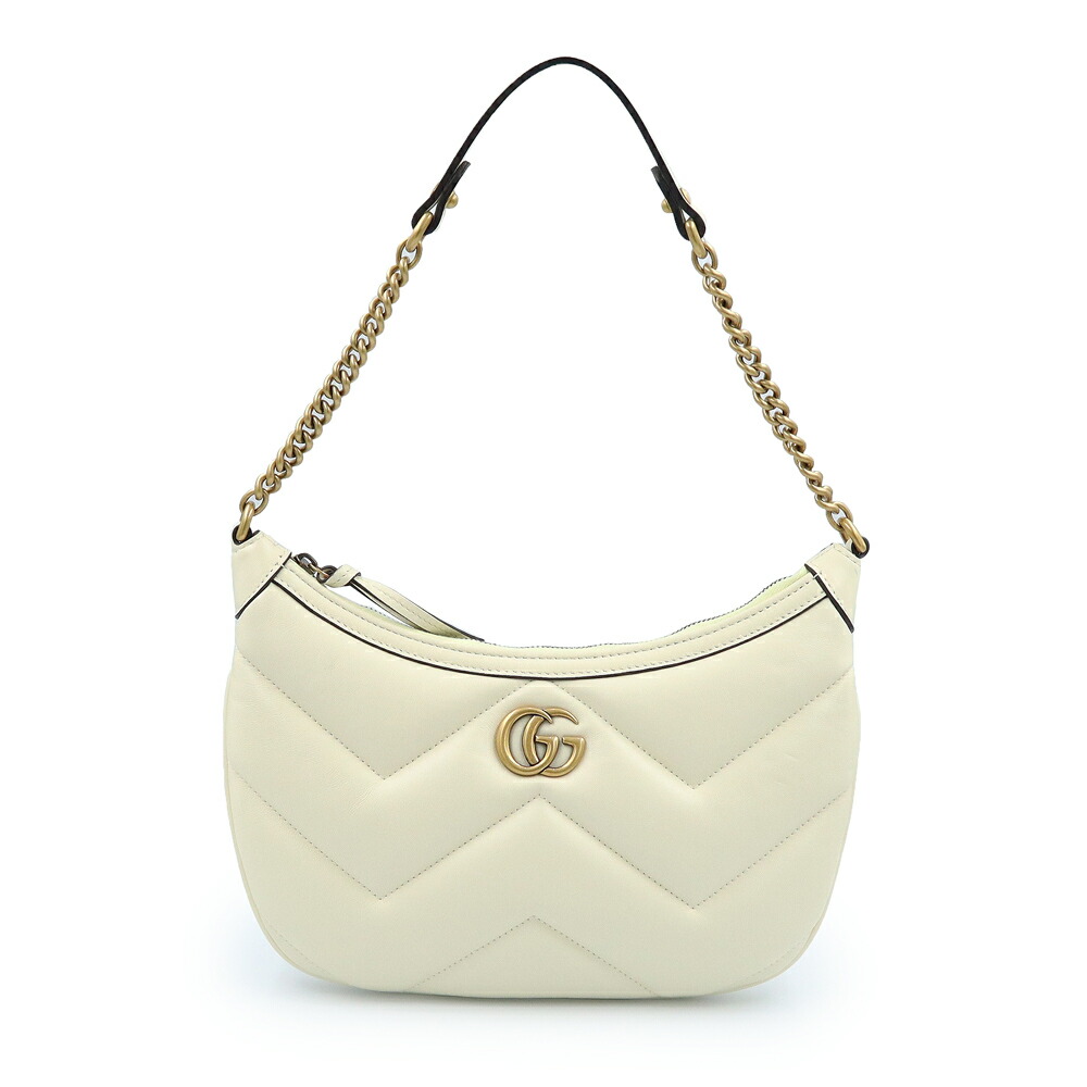 【未使用 展示品】GUCCI グッチ 777263 GGマーモント スモール レザー アイボリー ホワイト チェーン ショルダーバッグ アンティークシルバー金具|ブランドシティ BrandCity