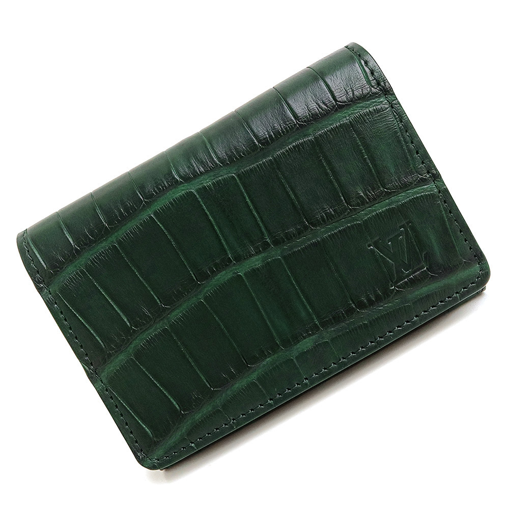 【新品・未使用品】LOUIS VUITTON ルイ ヴィトン アンヴェロップ カルト ドゥ ヴィジット クロコダイル グリーン カードケース 名刺入れ 定期入れ パスケース エキゾチックレザー シルバー金具 箱付｜ブランドシティ　BrandCity