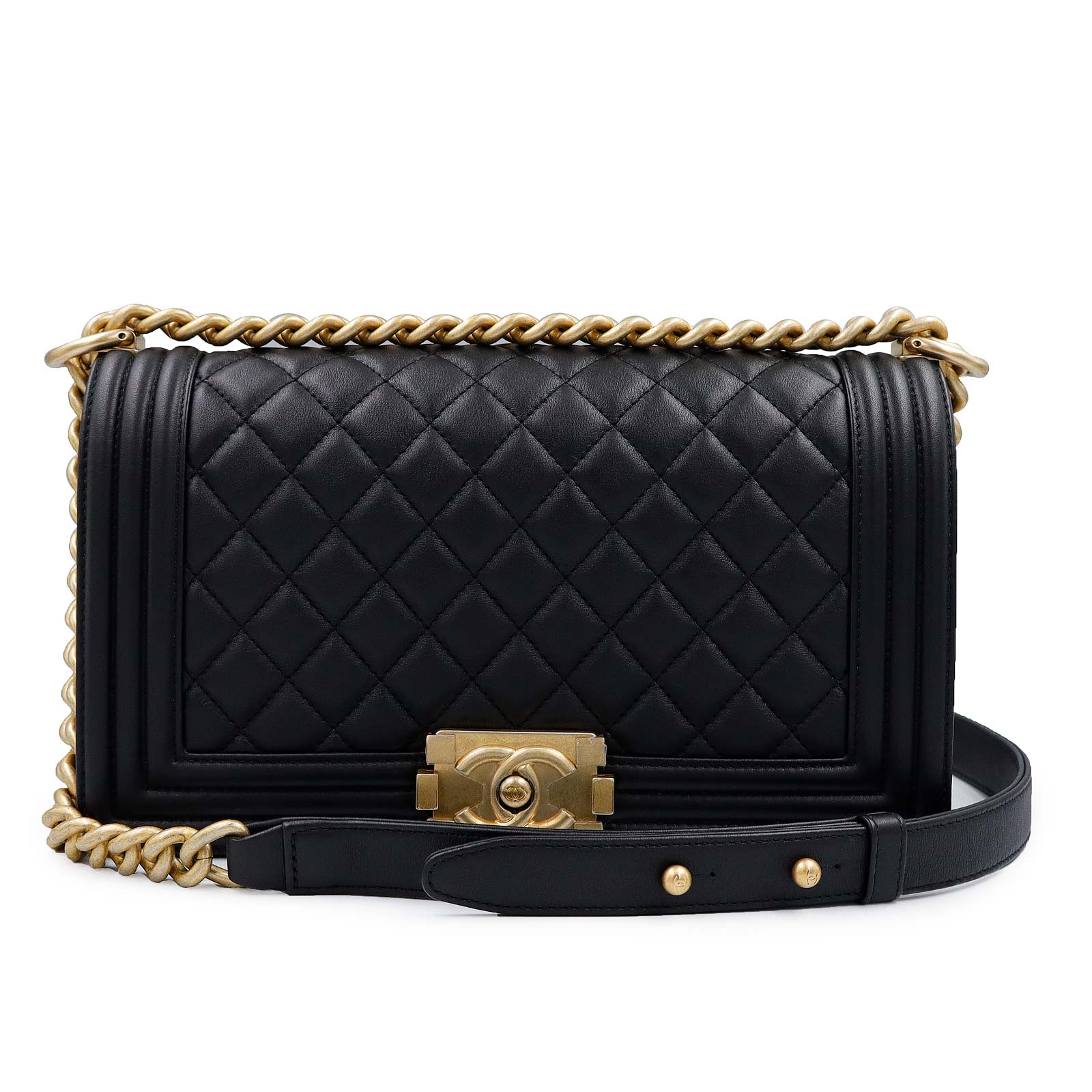 【未使用　展示品】CHANEL シャネル A67086 ココマーク マトラッセ ボーイシャネル 25 カーフスキン ブラック 2WAY チェーン ショルダーバッグ 斜め掛け レザー アンティークゴールド金具｜ブランドシティ　BrandCity 356,400円
