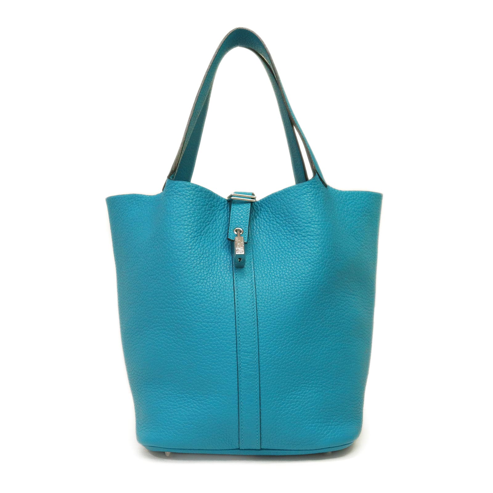 【中古】HERMES エルメス ピコタンロック 26 GM トリヨンクレマンス ターコイズ ブルー □R刻印 ハンドバッグ レザー シルバー金具｜ブランドシティ　BrandCity