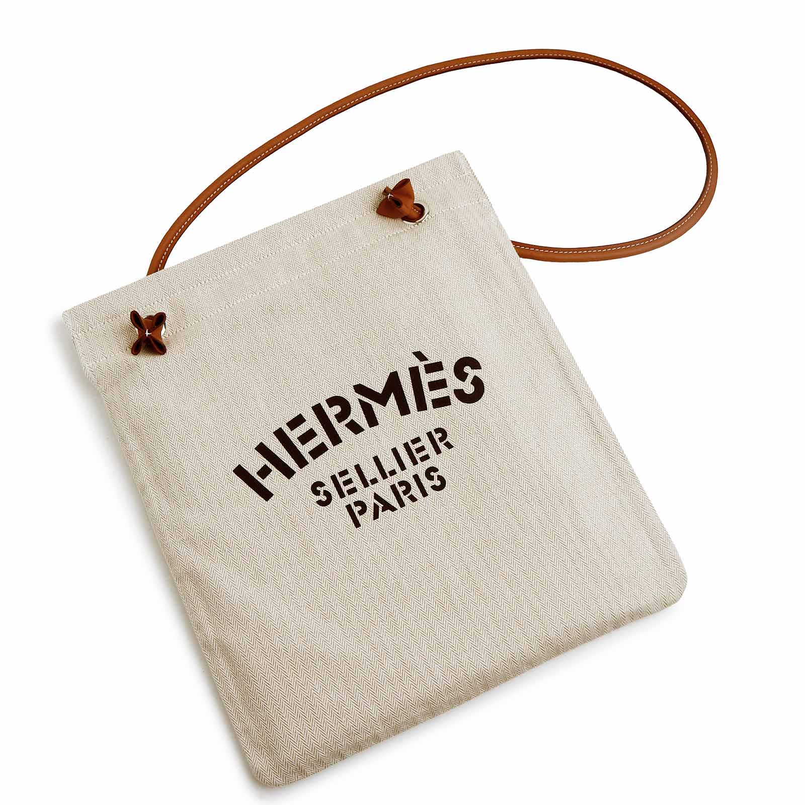 【未使用 展示品】HERMES エルメス サック アリーヌ MM トワルシェブロン ヴォースイフト craie クレ gold ゴールド ホワイト ブラウン W刻印 ワンショルダー トートバッグ キャンバス レザー シルバー金具|ブランドシティ BrandCity