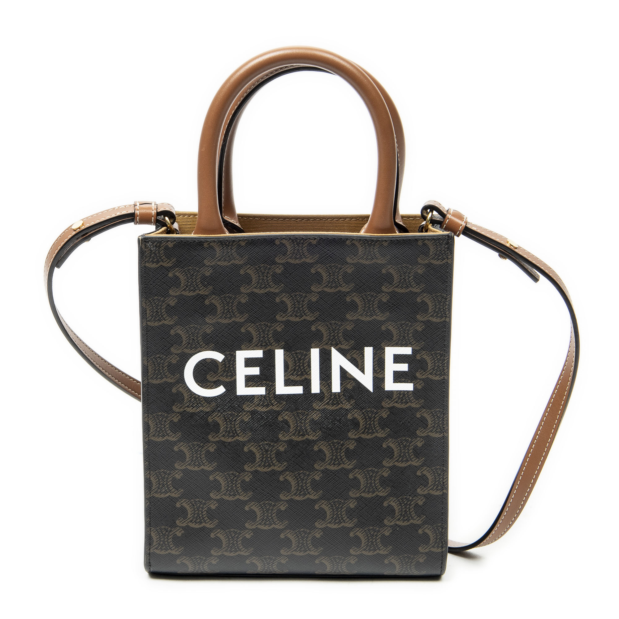[中古] CELINE セリーヌMini Vertical Cabas茶色トリオンフ PVCキャンバスA｜BrandCo Paris - Japan