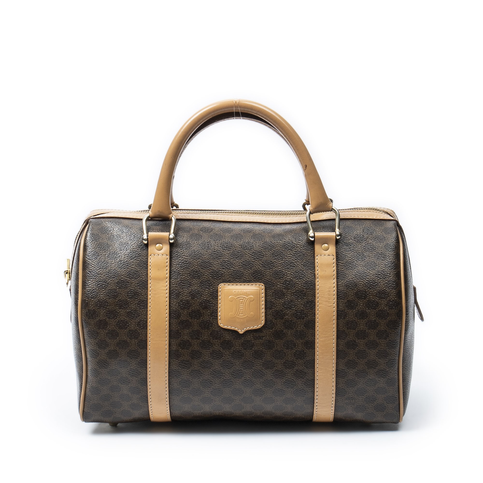 [中古] CELINE セリーヌスモールボストンベージュ/ブラウンマカダムPVCキャンバスA｜BrandCo Paris - Japan