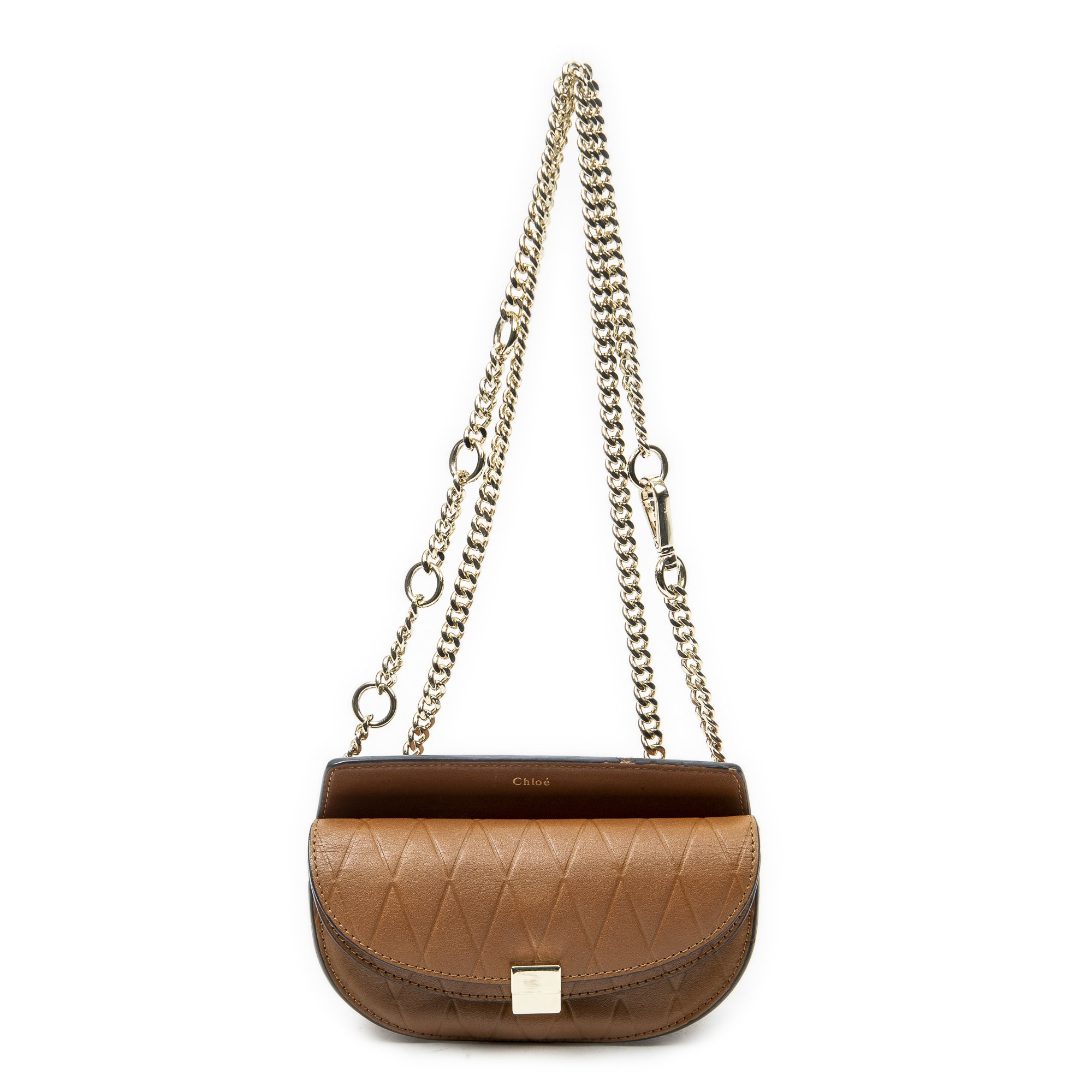 [中古] CHLOE クロエGeorgia コンバーチブル ベルトバッグ茶色マトラッセカーフスキンAB｜BrandCo Paris - Japan