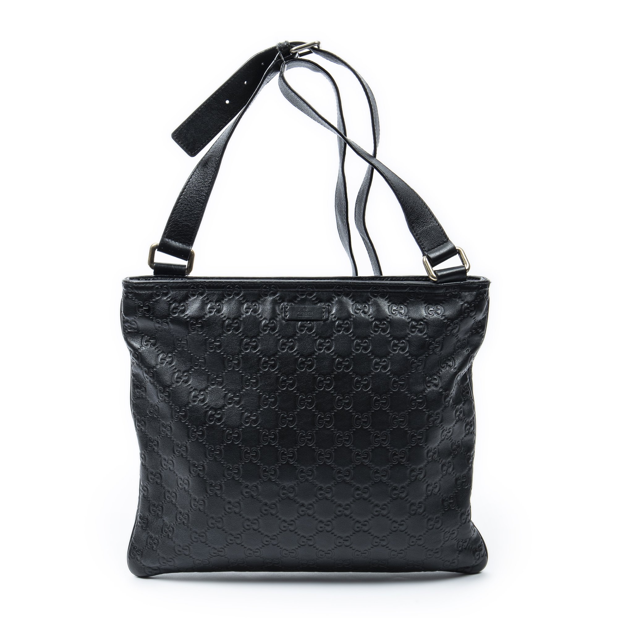 [中古] GUCCI グッチラージスクエアジップメッセンジャー黒グッチッシマAB｜BrandCo Paris - Japan