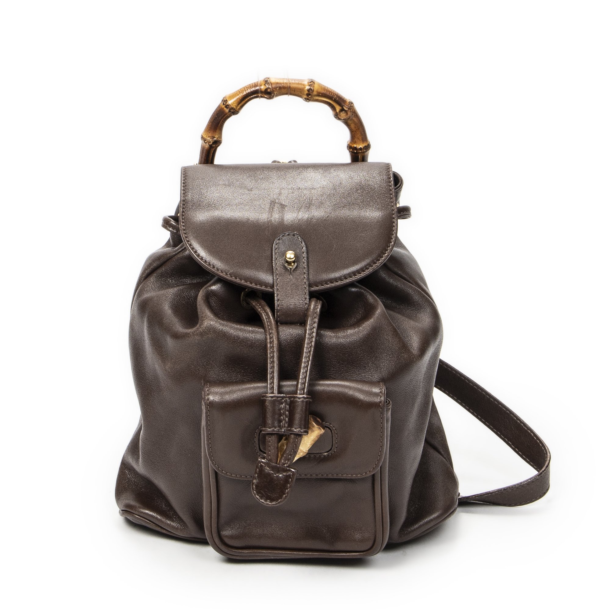 [中古] GUCCI グッチミニバンブーリュックサックダークブラウンカーフスキンレザーAB｜BrandCo Paris - Japan