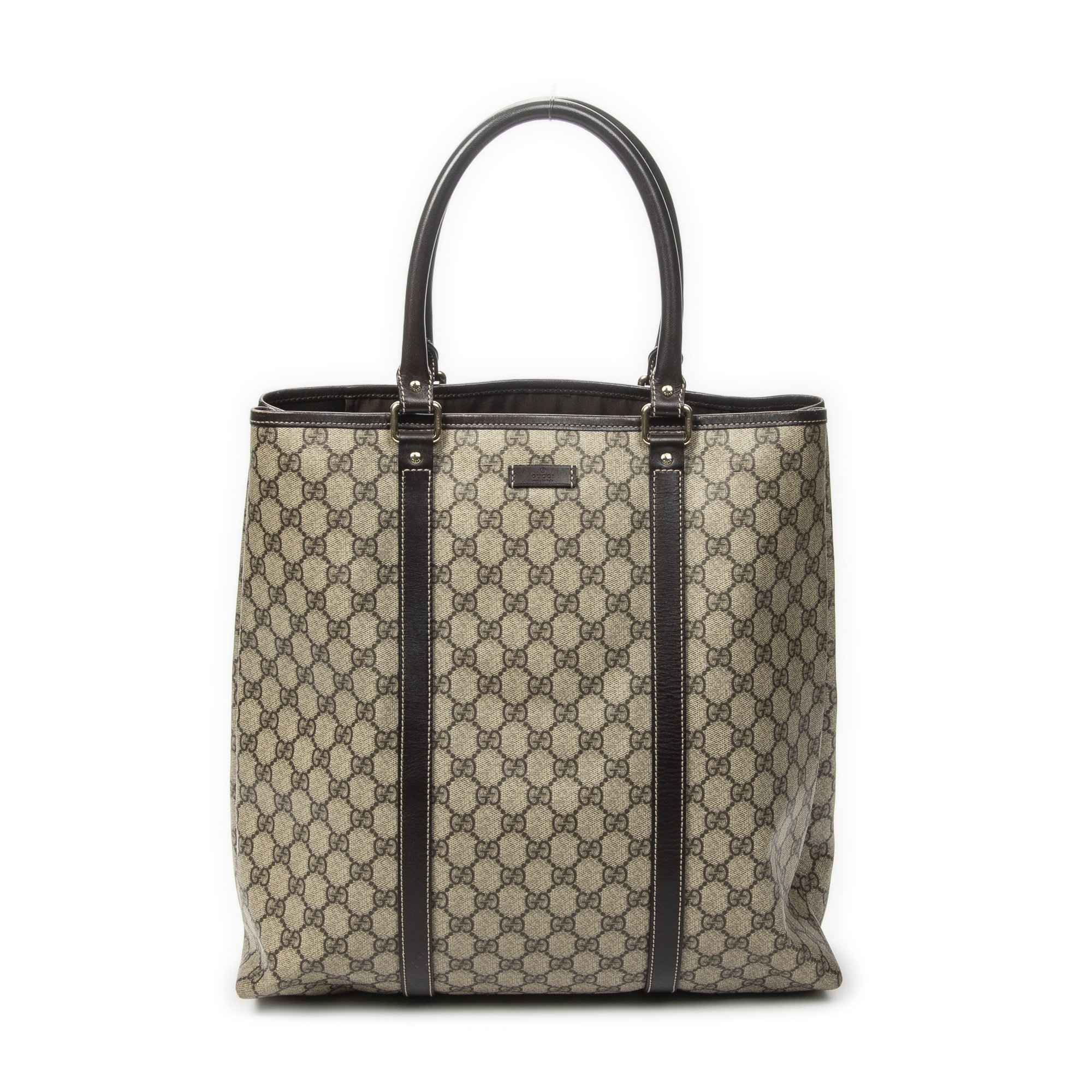 [中古] GUCCI グッチバーティカルトートダークブラウン/ベージュスプリームPVCキャンバスA｜BrandCo Paris - Japan