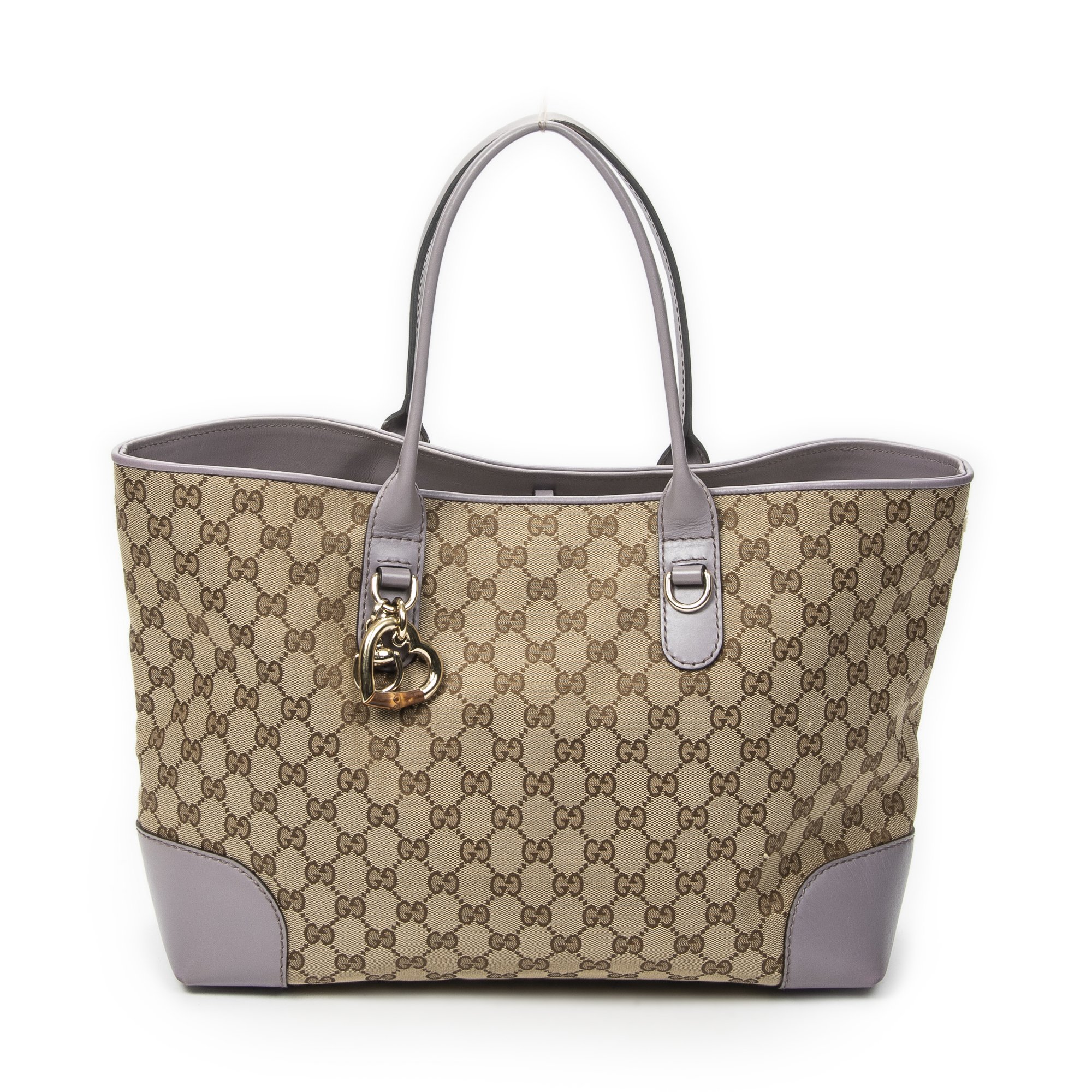 [中古] GUCCI グッチハートビットオープントートライラック、ベージュGGキャンバスA｜BrandCo Paris - Japan