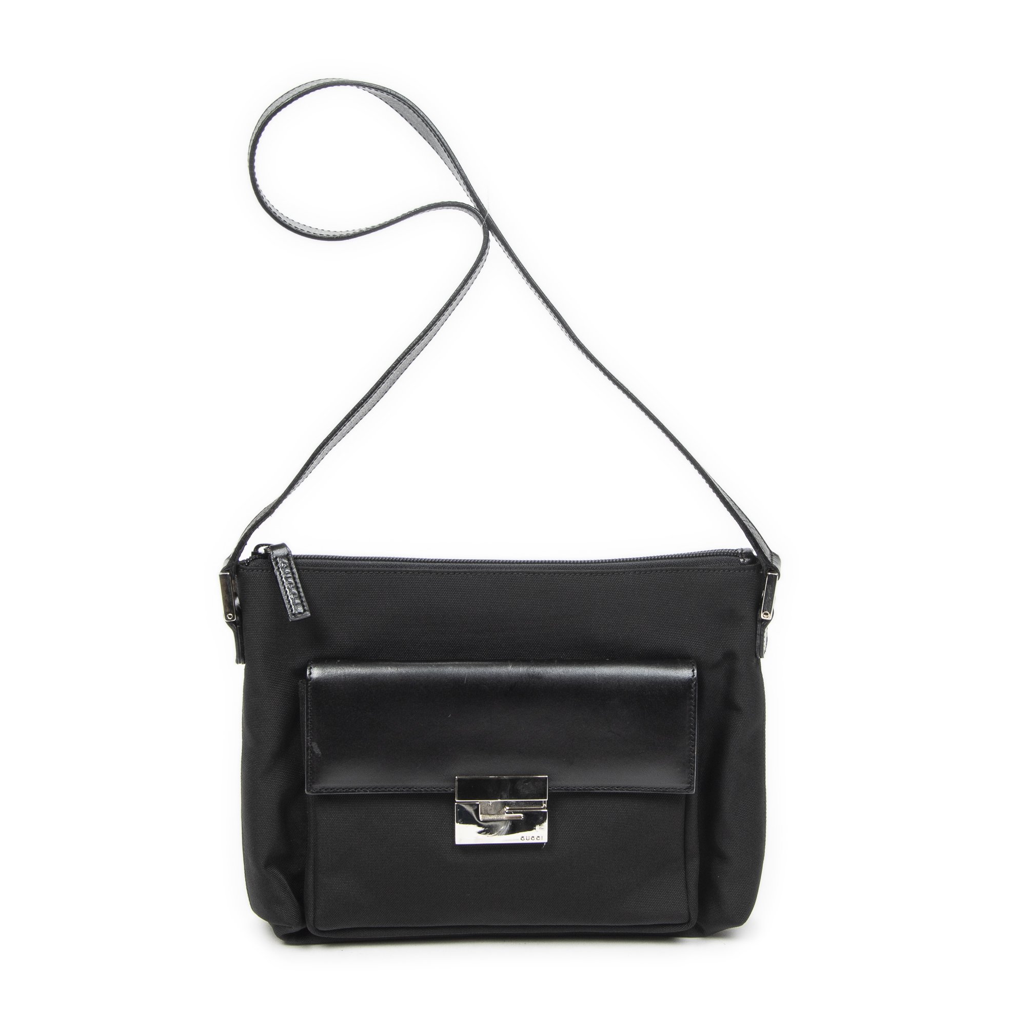 [中古] GUCCI グッチG プッシュロック ショルダー トート黒ナイロンキャンバスA｜BrandCo Paris - Japan