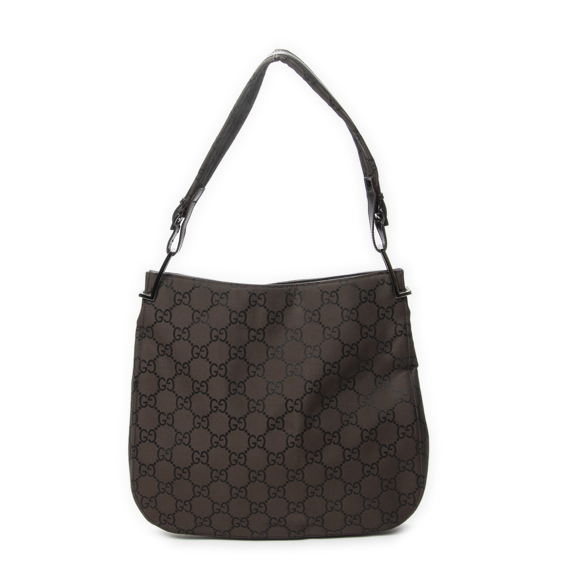 [中古] GUCCI グッチショルダーホーボーダークブラウンGGナイロンキャンバスA｜BrandCo Paris - Japan