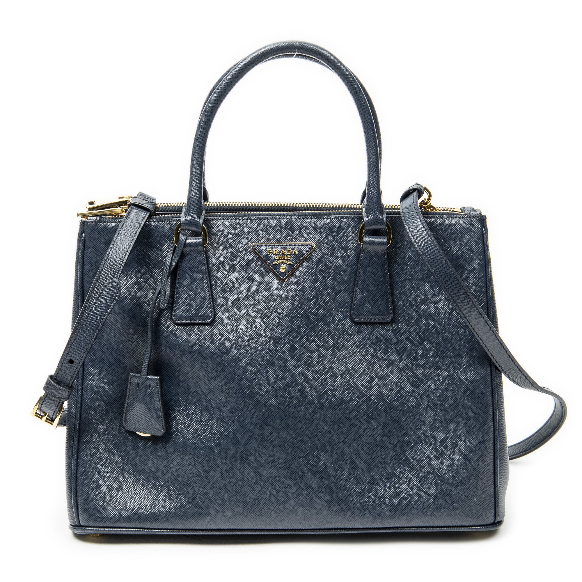 [中古] PRADA プラダラージダブルジップ ガレリア トートネイビーサフィアーノレザーA｜BrandCo Paris - Japan