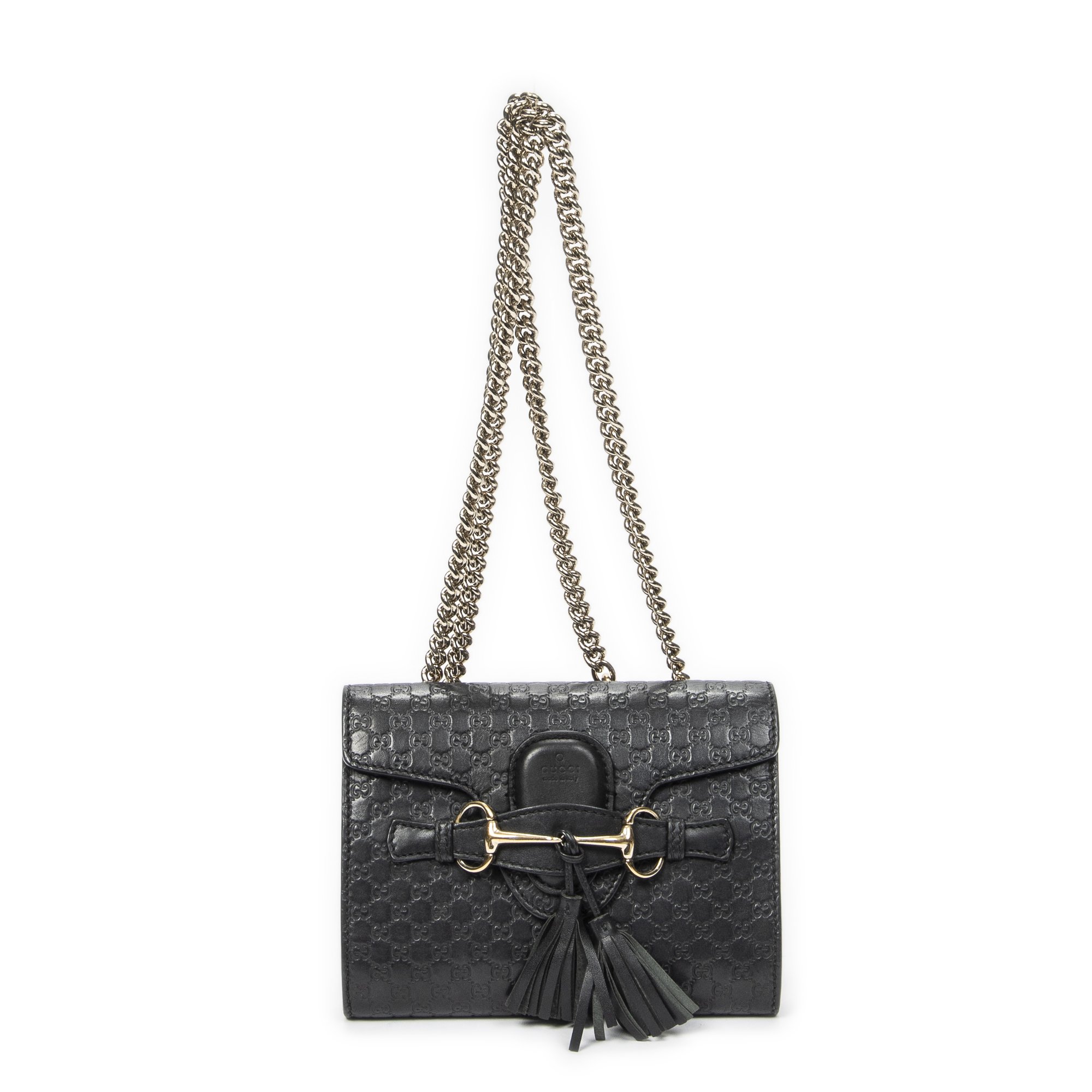 [中古] GUCCI グッチスモール エミリー チェーン バッグ黒ミクログッチシマレザーA｜BrandCo Paris - Japan