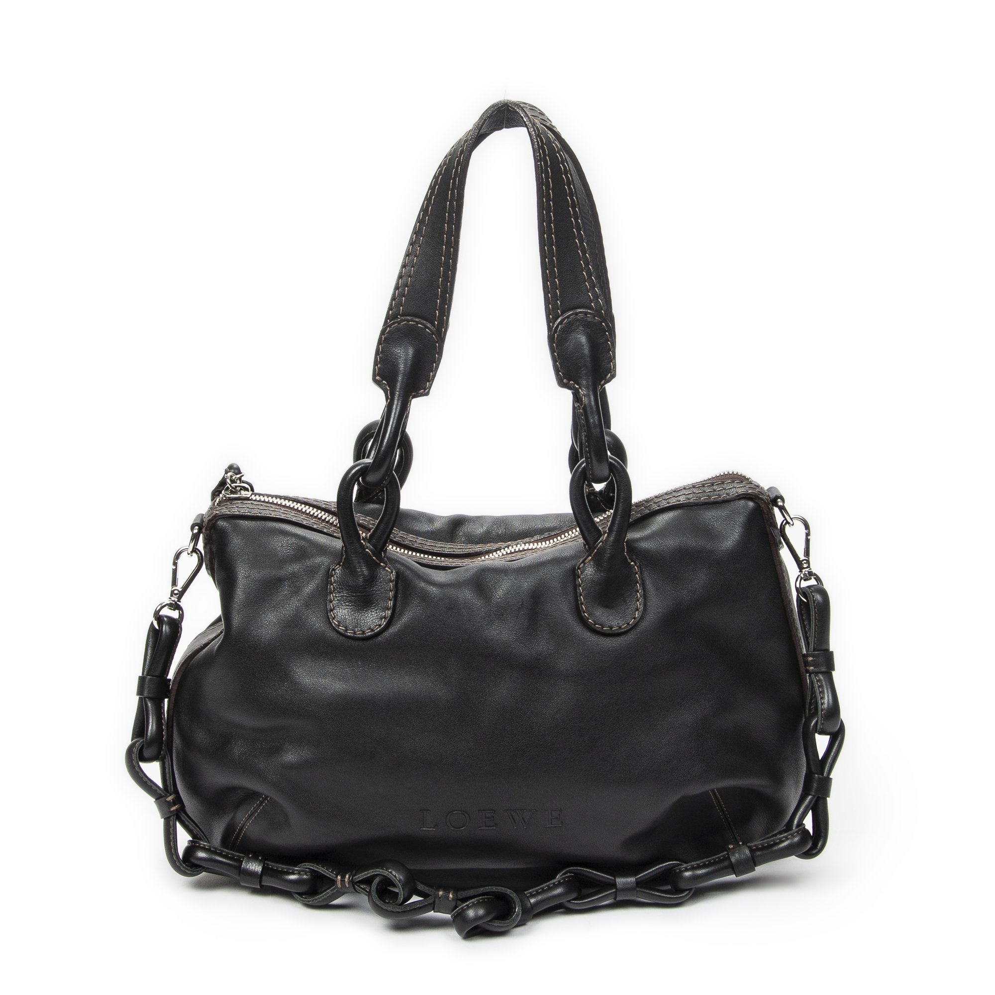[中古] LOEWE ロエベFiesta Satchel黒カーフスキンレザーA｜BrandCo Paris - Japan
