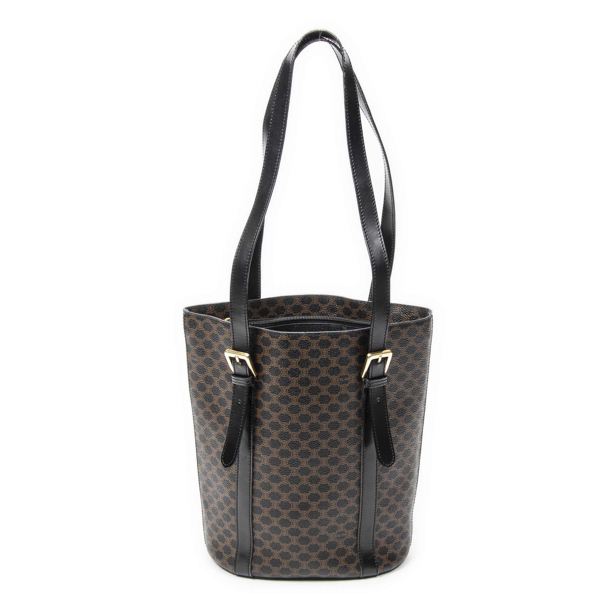 [中古] CELINE セリーヌヴィンテージ バーティカル ショッピング トートブラウン/ブラックマカダムPVCキャンバスA｜BrandCo Paris - Japan