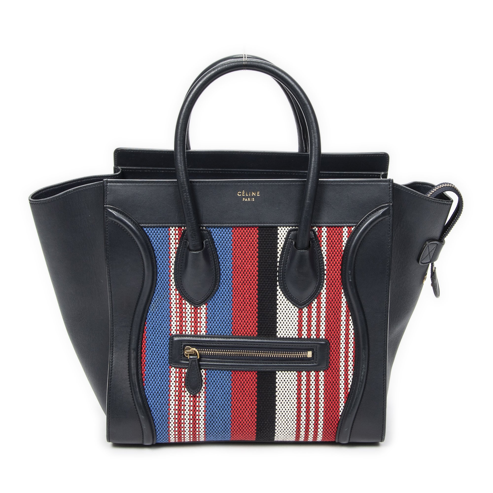 [中古] CELINE セリーヌミニラゲッジネイビー、赤、白カーフスキンレザーA｜BrandCo Paris - Japan