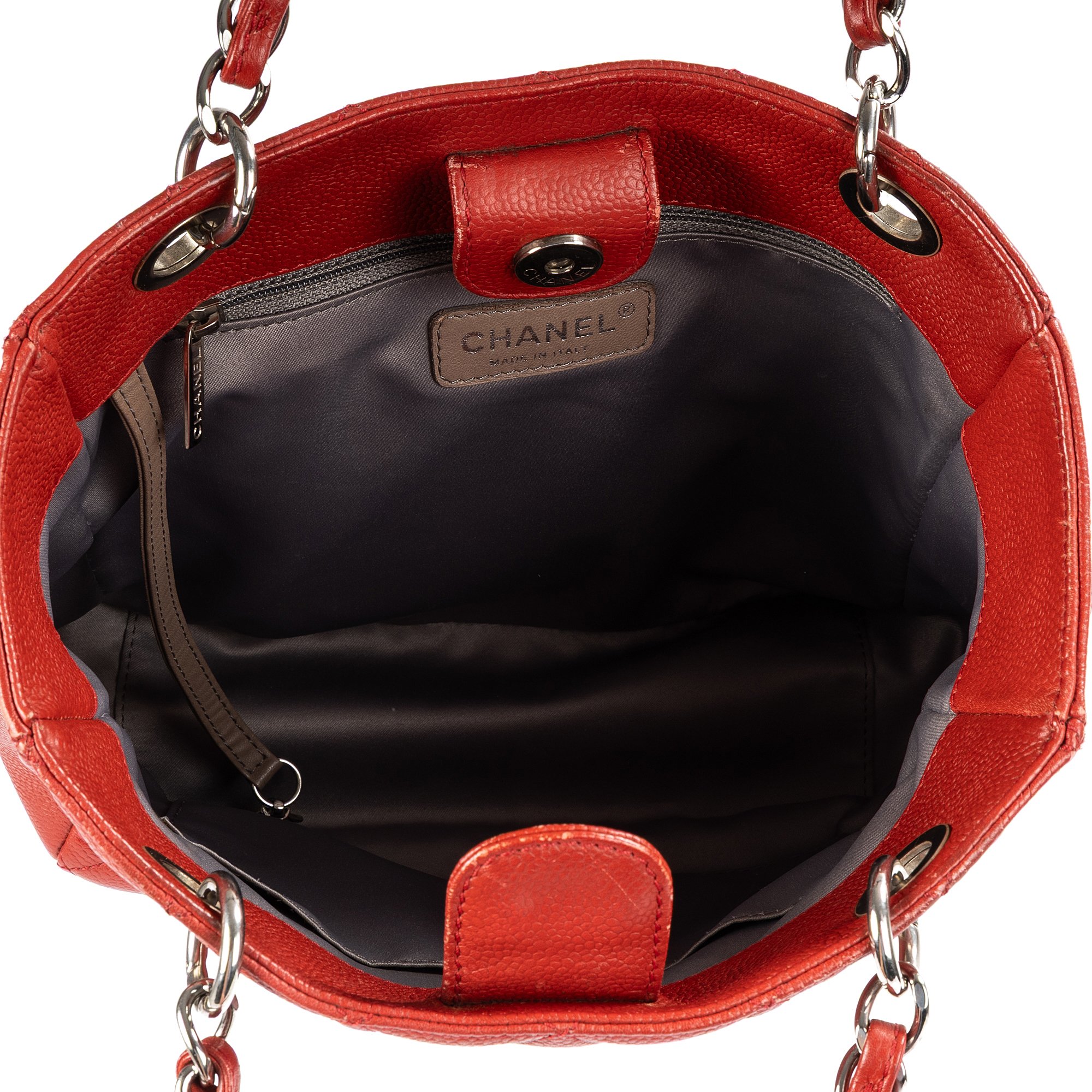 [中古] CHANEL シャネルプチショッピングトート赤マトラッセキャビアレザーA｜BrandCo Paris - Japan