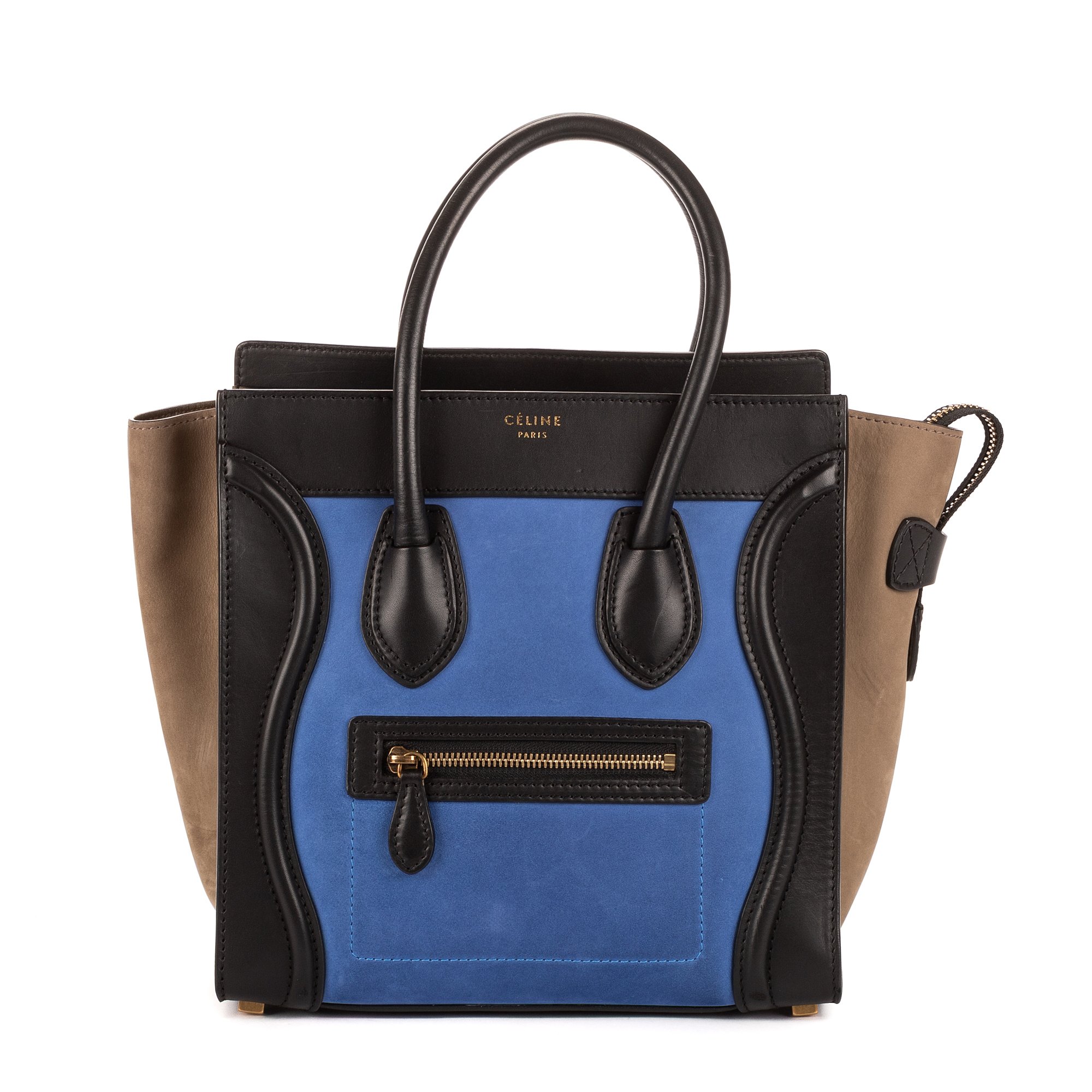 [中古] CELINE セリーヌマイクロ ラゲージ トリカラー黒、青カーフスキンレザーA｜BrandCo Paris - Japan