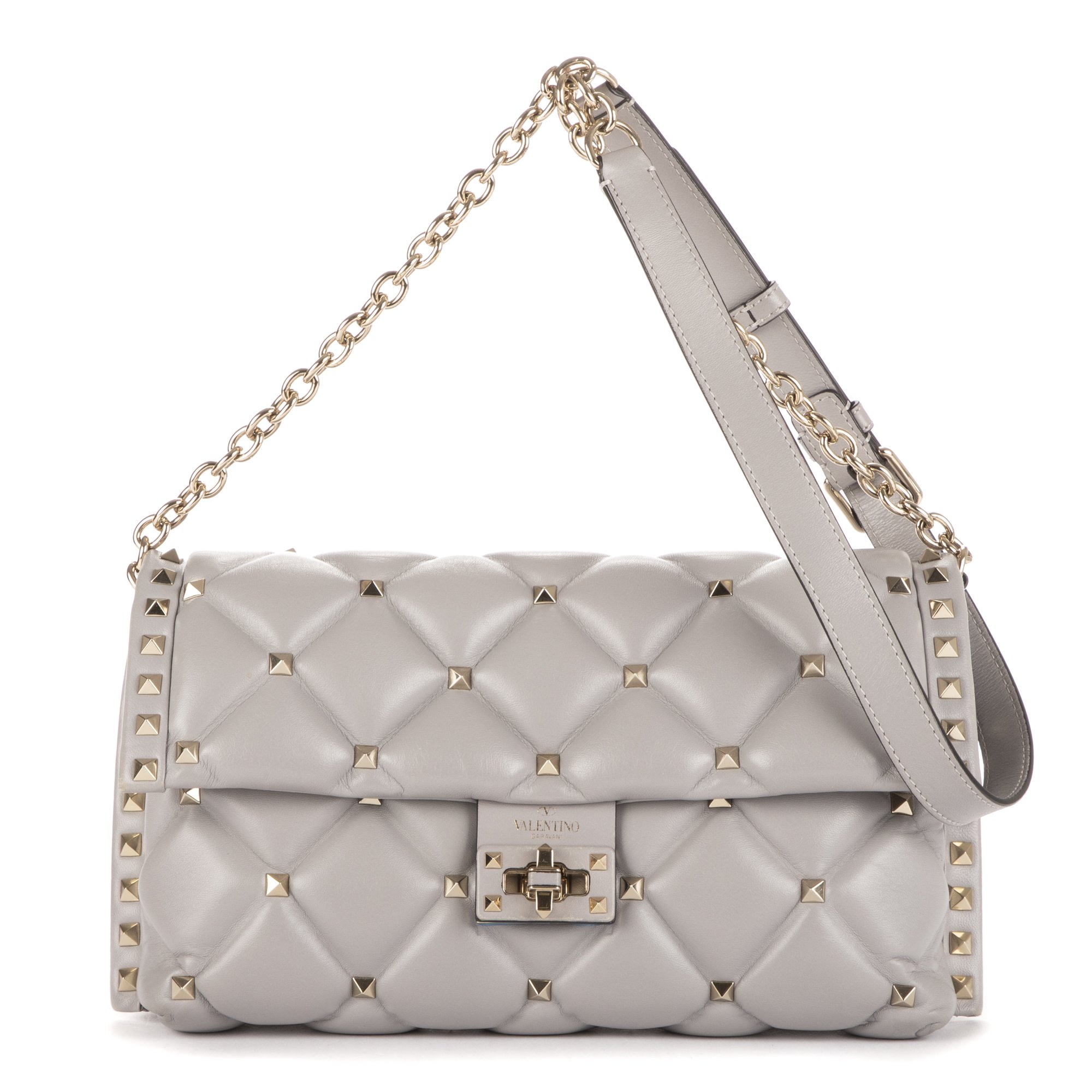 [中古] ValentinoCandystudチェーンフラップグレーラムスキンレザーA｜BrandCo Paris - Japan