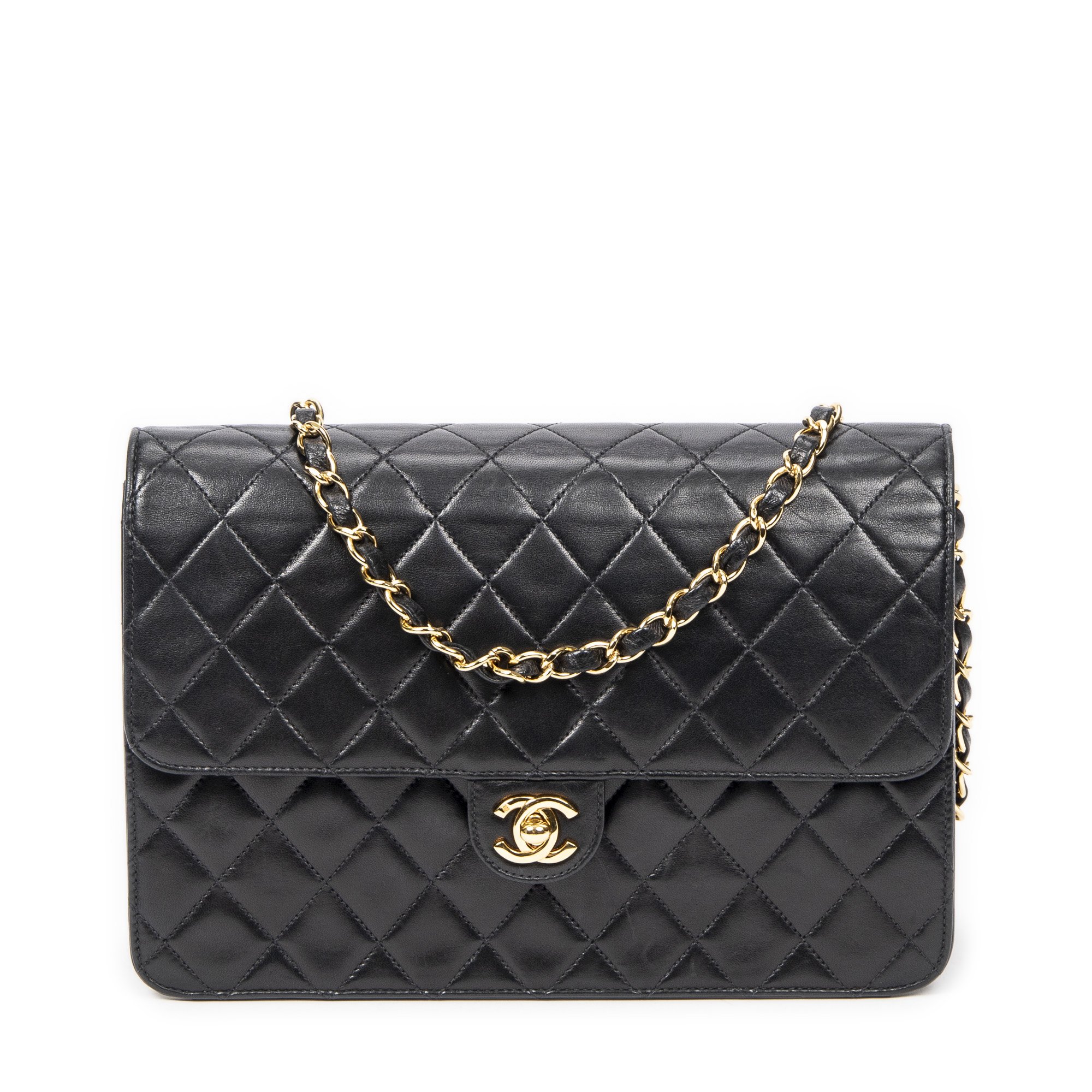 [中古] CHANEL シャネルヴィンテージプッシュロックストレートフラップ黒マトラッセラムスキンレザーA｜BrandCo Paris - Japan