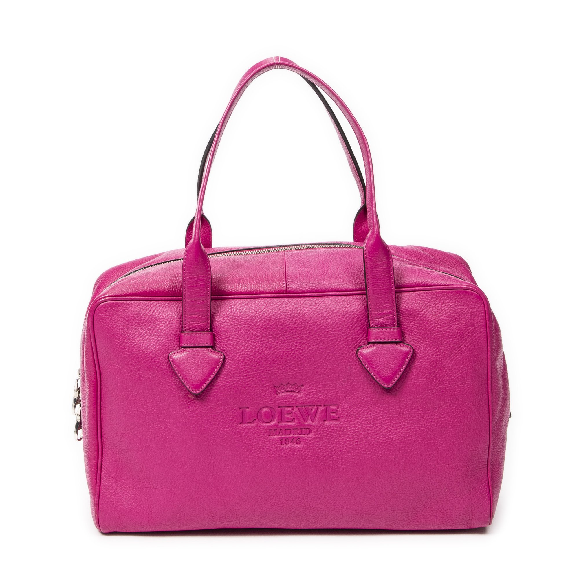 [中古] LOEWE ロエベロゴ・ボストンフューシャピンクグレインカーフスキンレザーA｜BrandCo Paris - Japan
