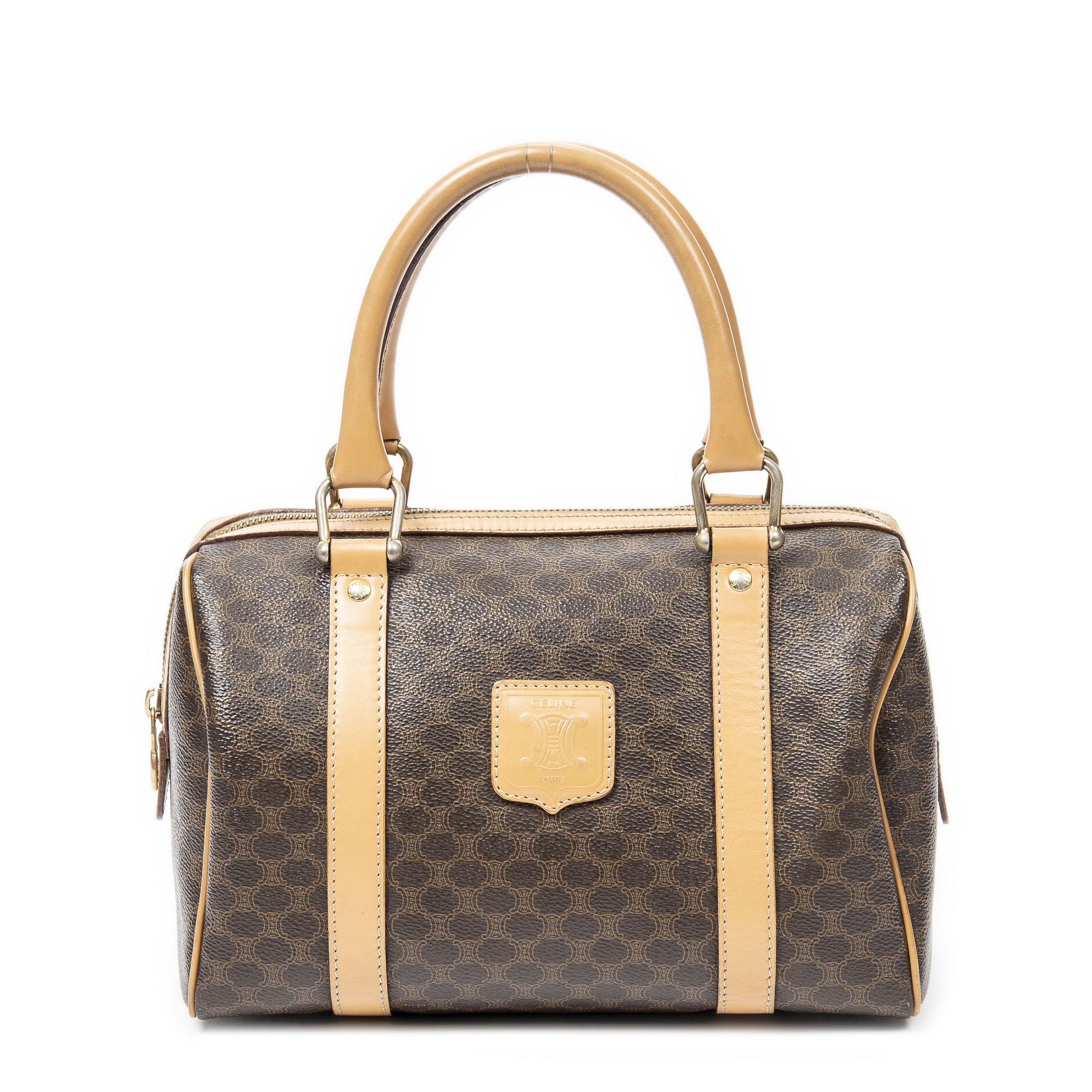 [中古] CELINE セリーヌヴィンテージミニボストンベージュ/ブラウンマカダムPVCキャンバスA｜BrandCo Paris - Japan