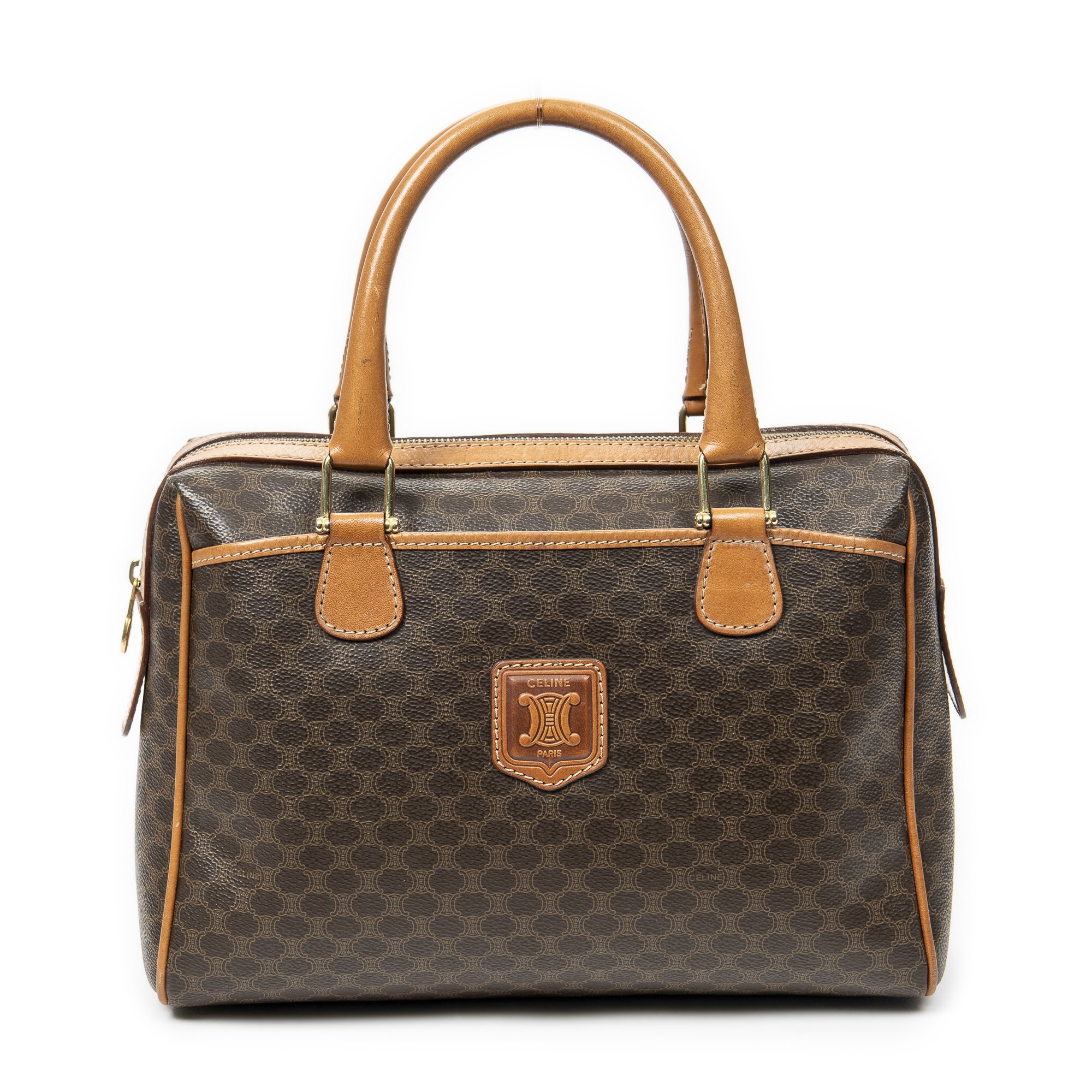 [中古] CELINE セリーヌヴィンテージ スモール ボストン茶色マカダムPVCキャンバスA｜BrandCo Paris - Japan