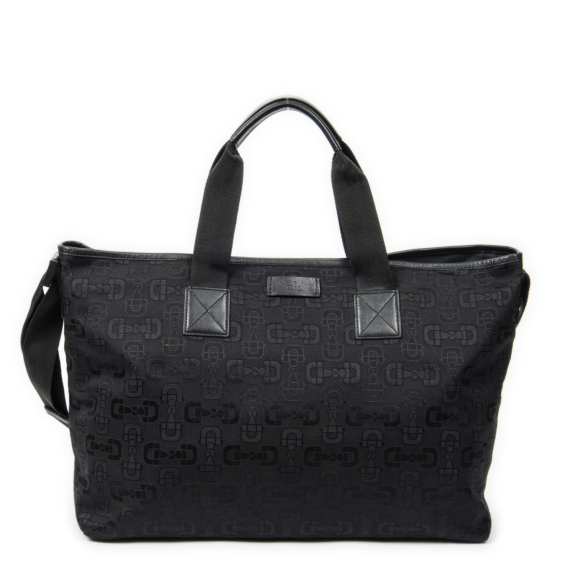 [中古] GUCCI グッチミディアムソフトショッピングトート黒ホースビットプリントグキャンバスA｜BrandCo Paris - Japan
