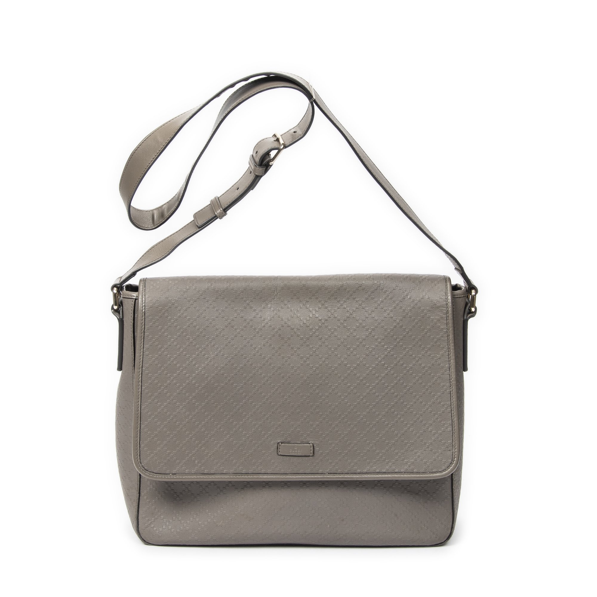 [中古] GUCCI グッチラージフラップメッセンジャーグレーダイアモンドレザーA｜BrandCo Paris - Japan