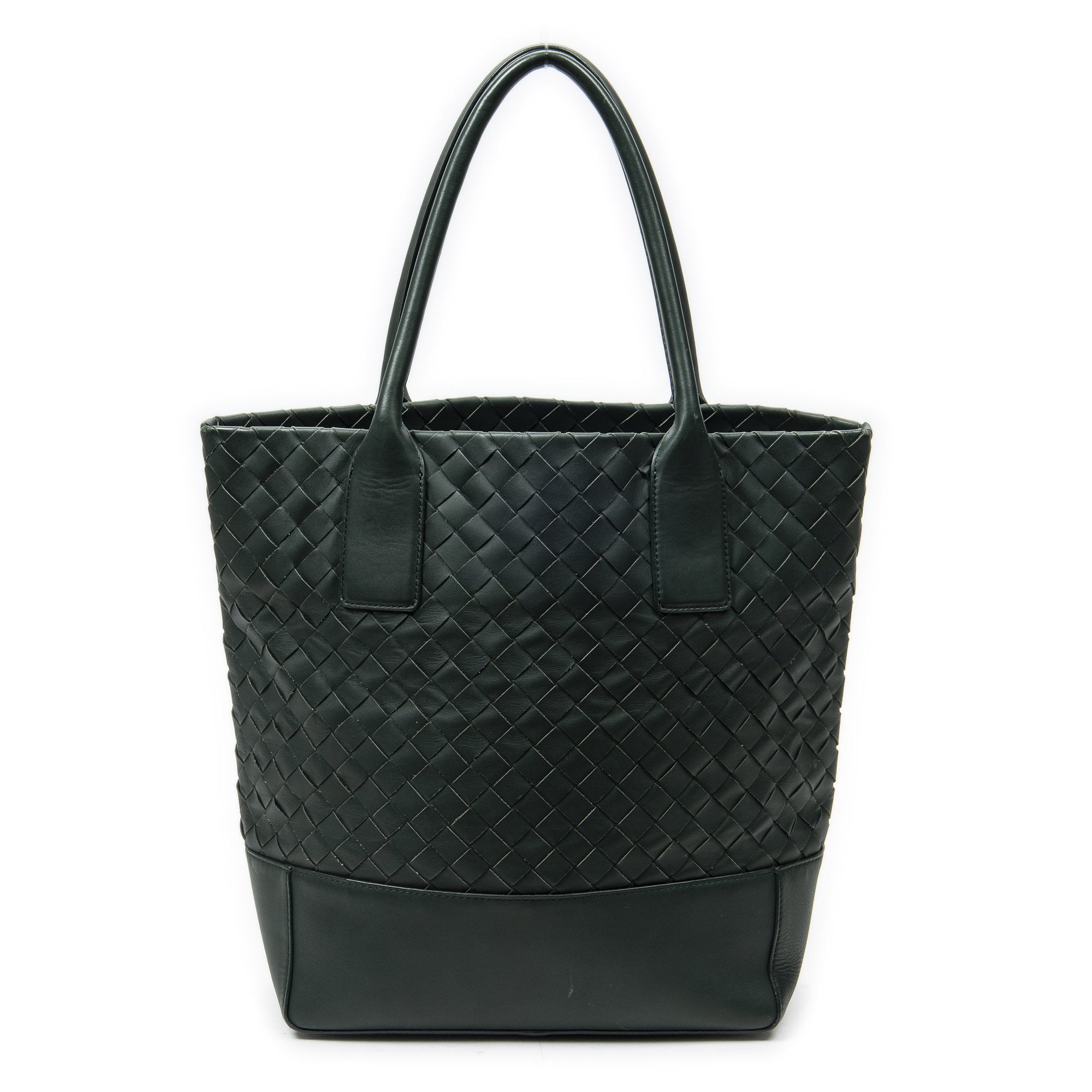 [中古] BOTTEGA VENETA ボッテガヴェネタバーティカルトート緑トリムイントレチャートレザーA｜BrandCo Paris - Japan