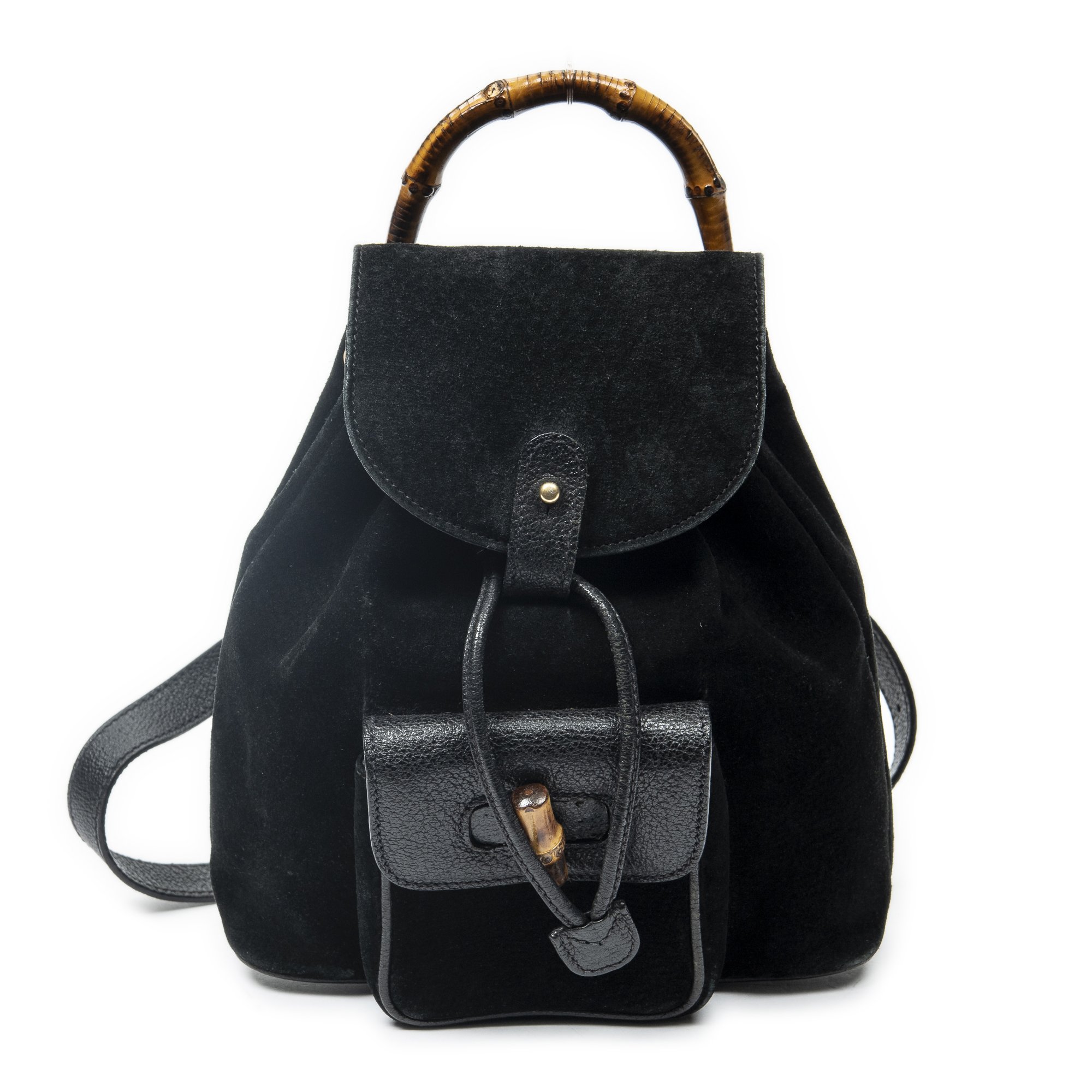 [中古] GUCCI グッチミニバンブーリュックサック黒スエードレザーAB｜BrandCo Paris - Japan