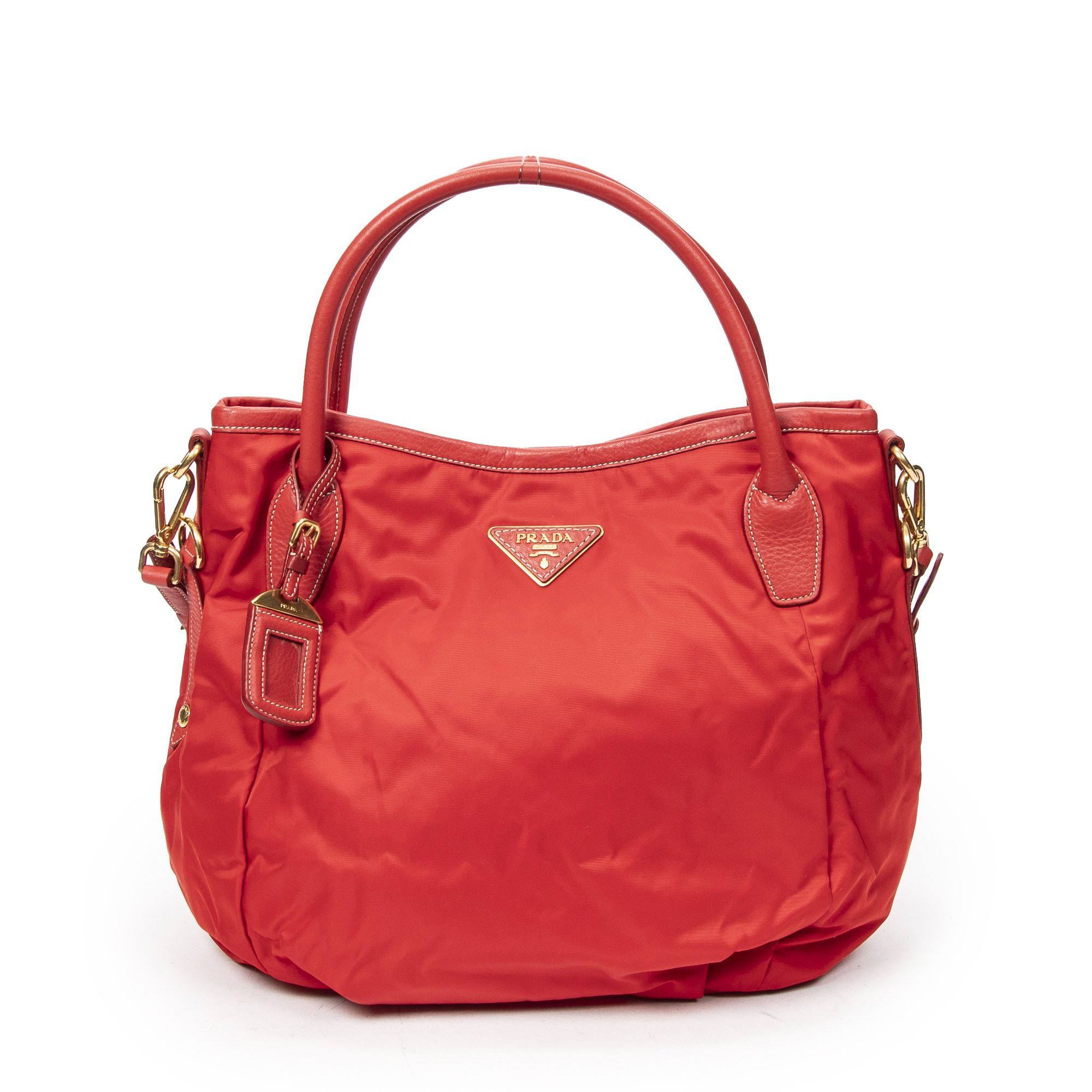 [中古] PRADA プラダHobo Bag赤ナイロンキャンバスA｜BrandCo Paris - Japan