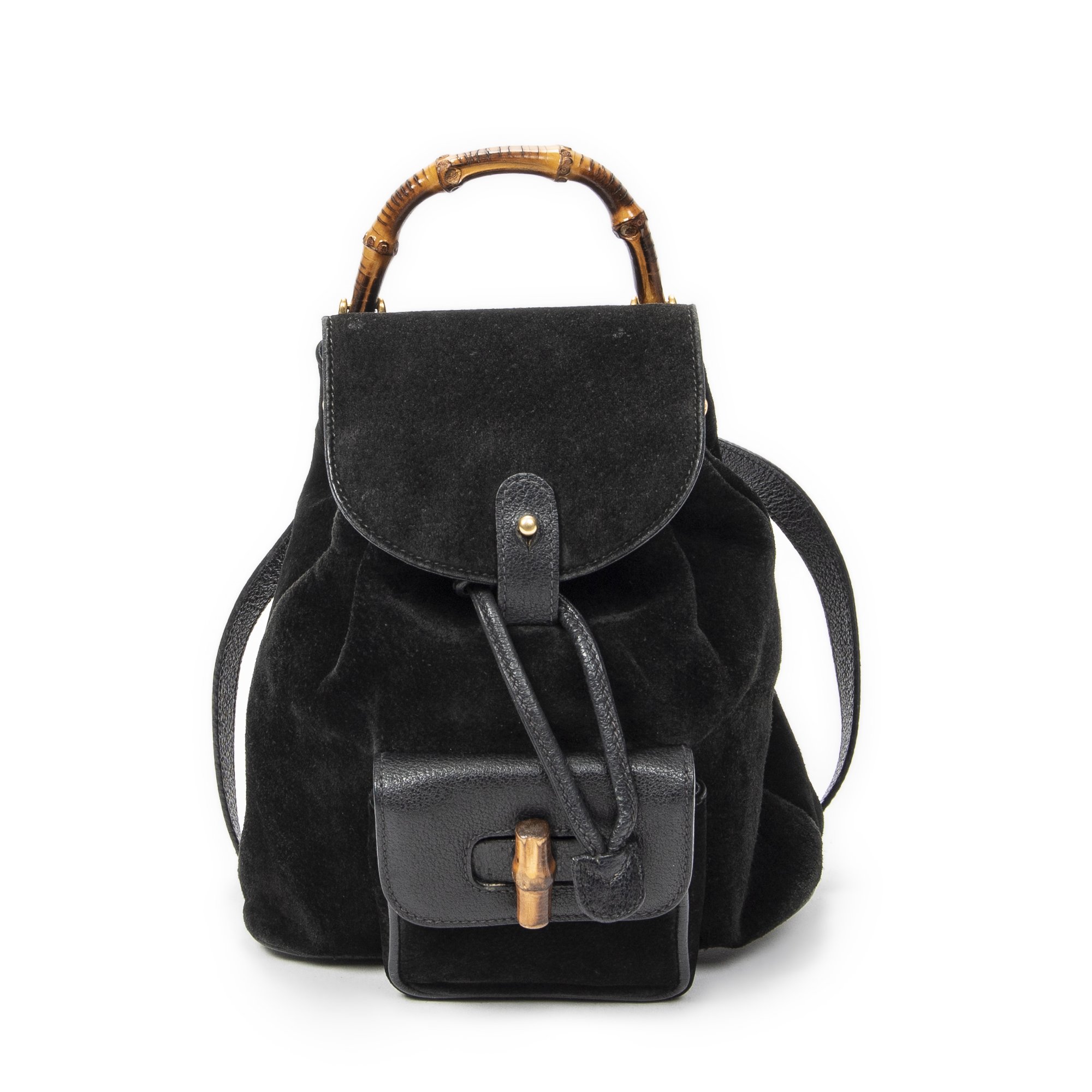 [中古] GUCCI グッチミニバンブーリュックサック黒スエードレザーAB｜BrandCo Paris - Japan 41,210円