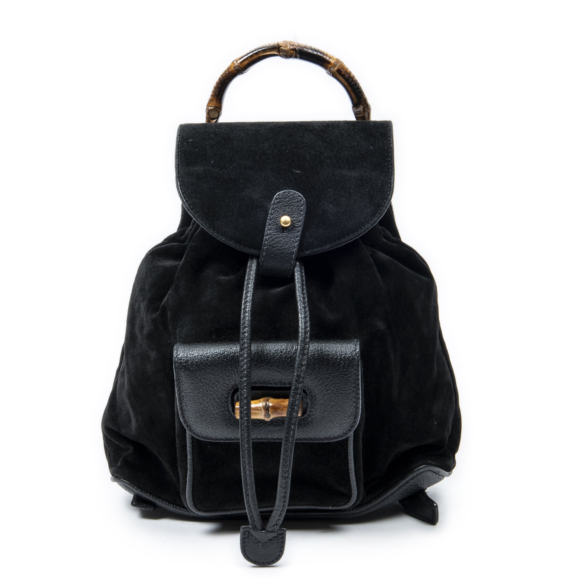 [中古] GUCCI グッチミニバンブーリュックサック黒スエードレザーAB｜BrandCo Paris - Japan
