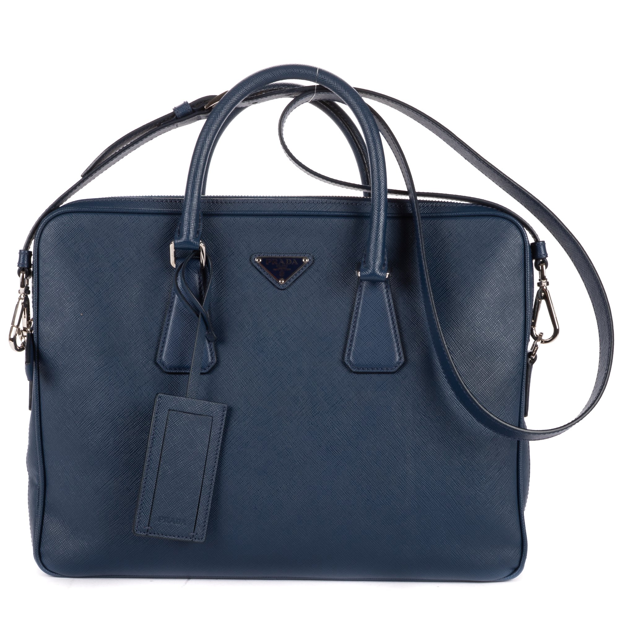 [中古] PRADA プラダブリーフケース青サフィアーノレザーA｜BrandCo Paris - Japan