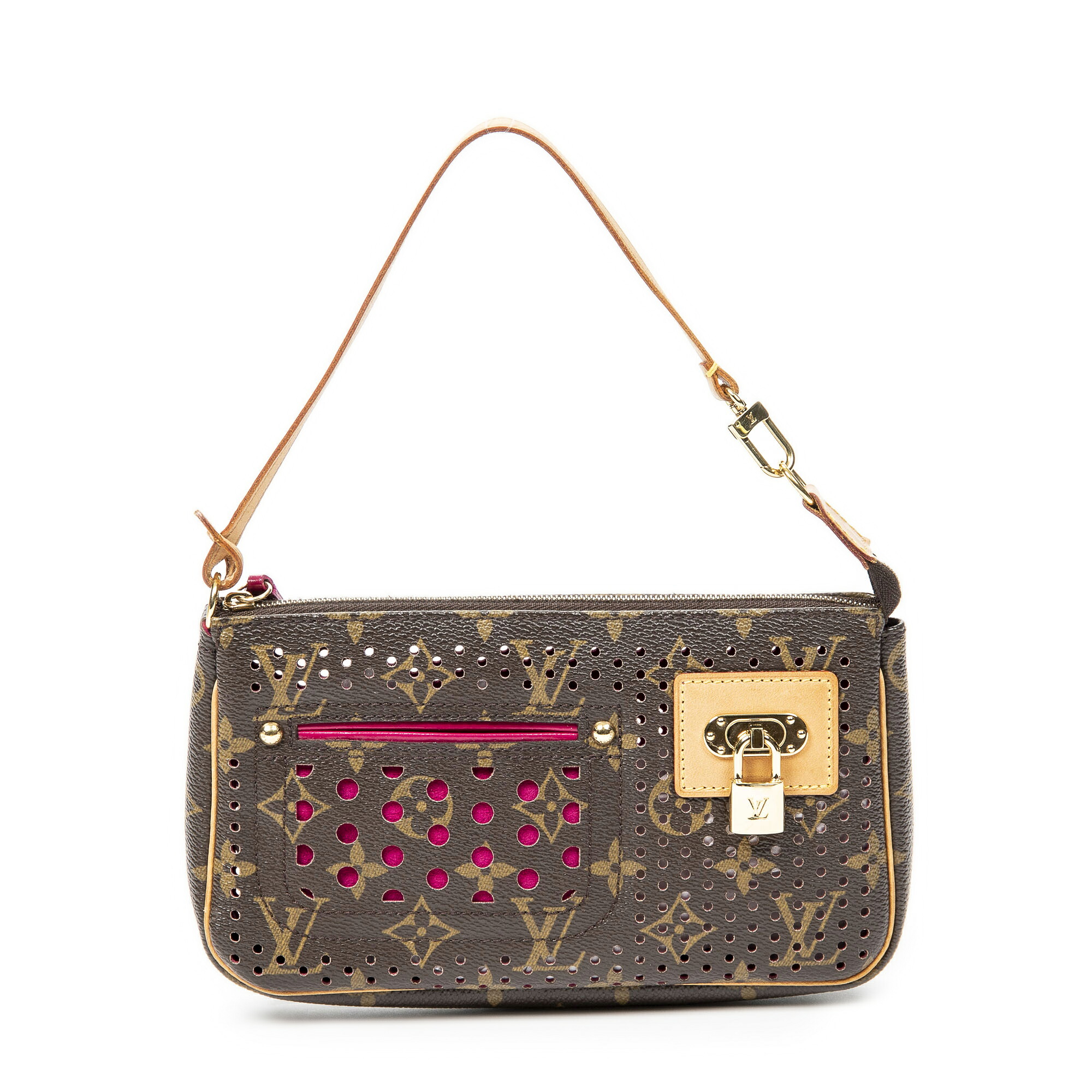 [中古] LOUIS VUITTON ルイヴィトンポシェット アクセサリー茶色、ピンクモノグラムペルフォ A｜BrandCo Paris - Japan