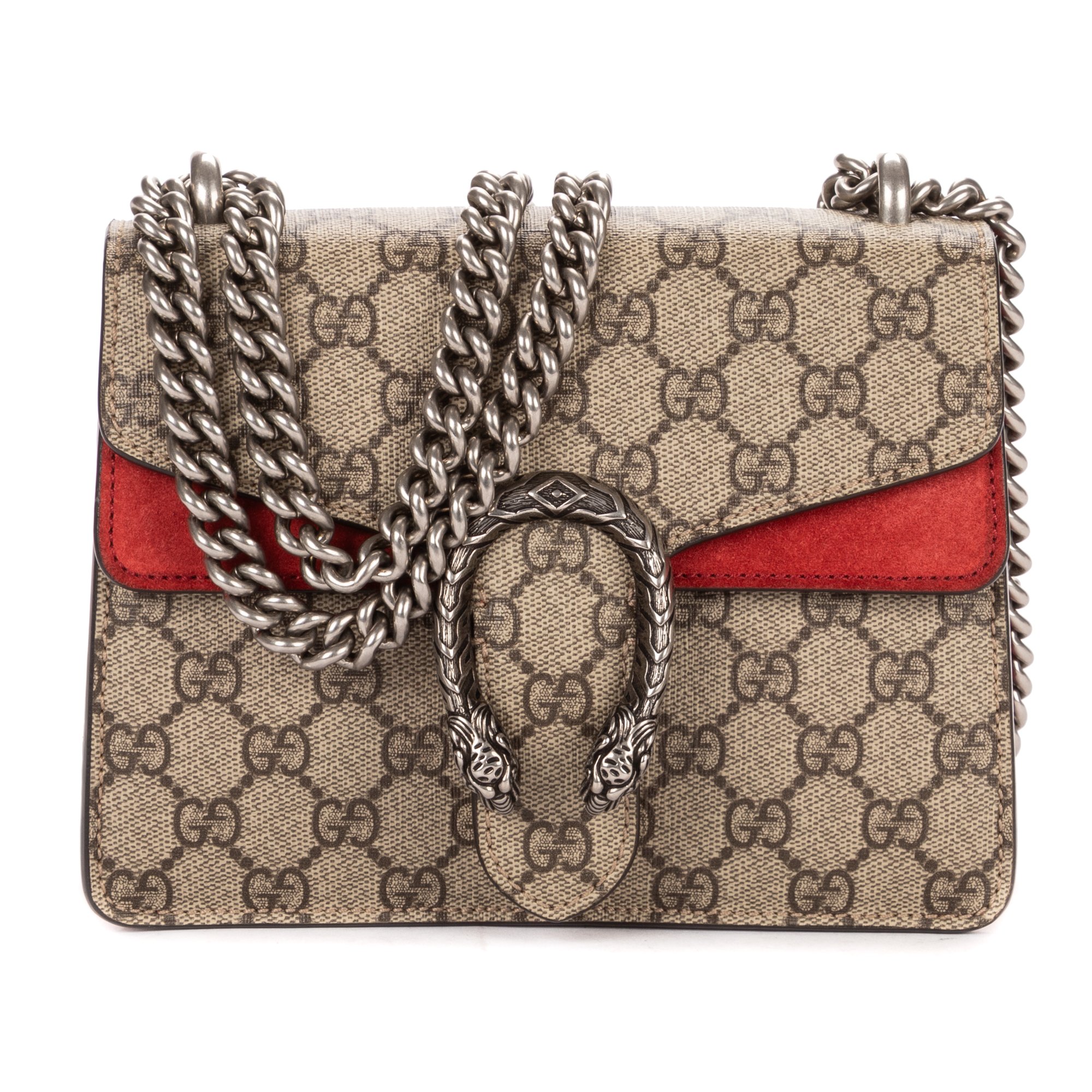[中古] GUCCI グッチスモール ディオニュソス チェーン クロスボディベージュ/レッドスプリームPVCキャンバスA｜BrandCo Paris - Japan