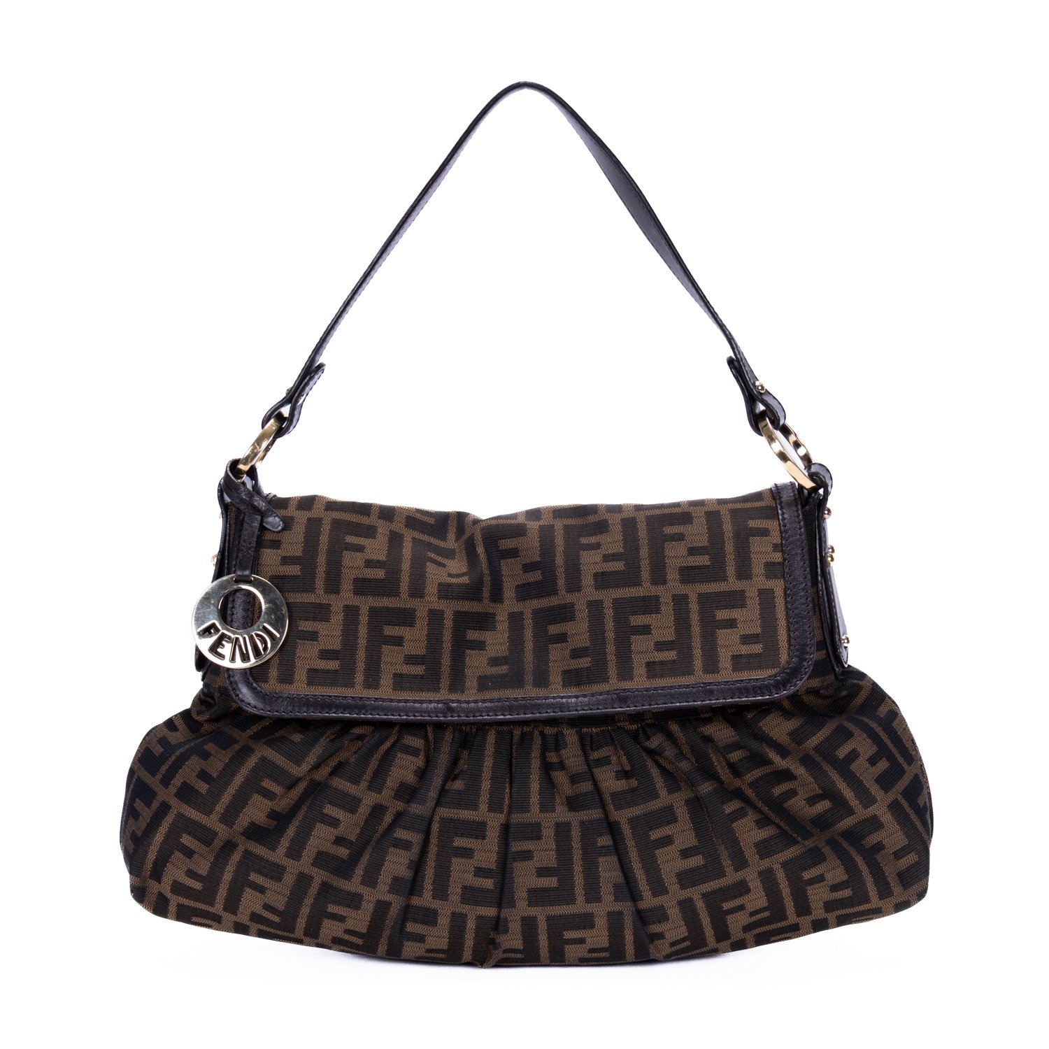[中古] FENDI フェンディChef Flap Hoboダークブラウン/ブラックズッカキャンバスA｜BrandCo Paris - Japan