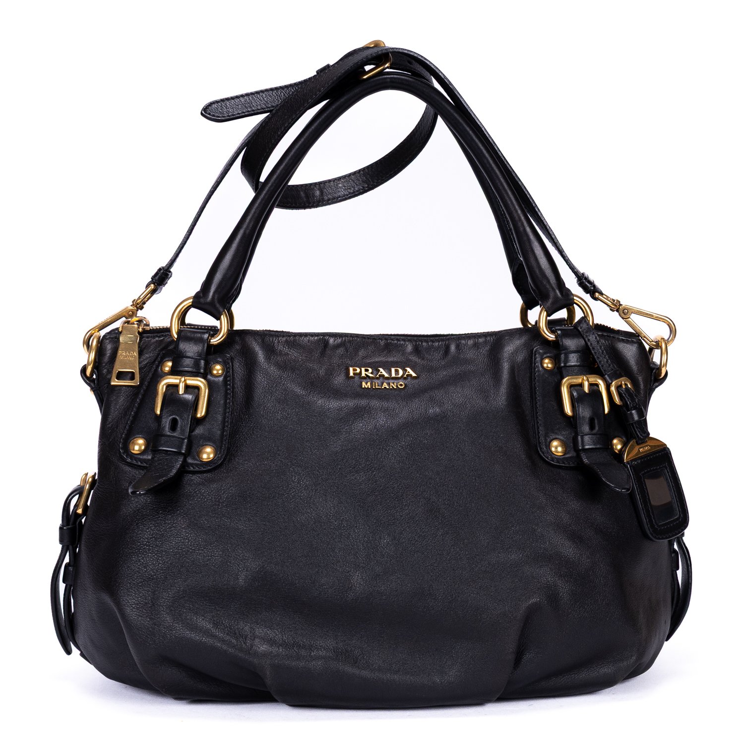 [中古] PRADA プラダSatchel 2-Way Bag黒カーフスキンレザーA｜BrandCo Paris - Japan